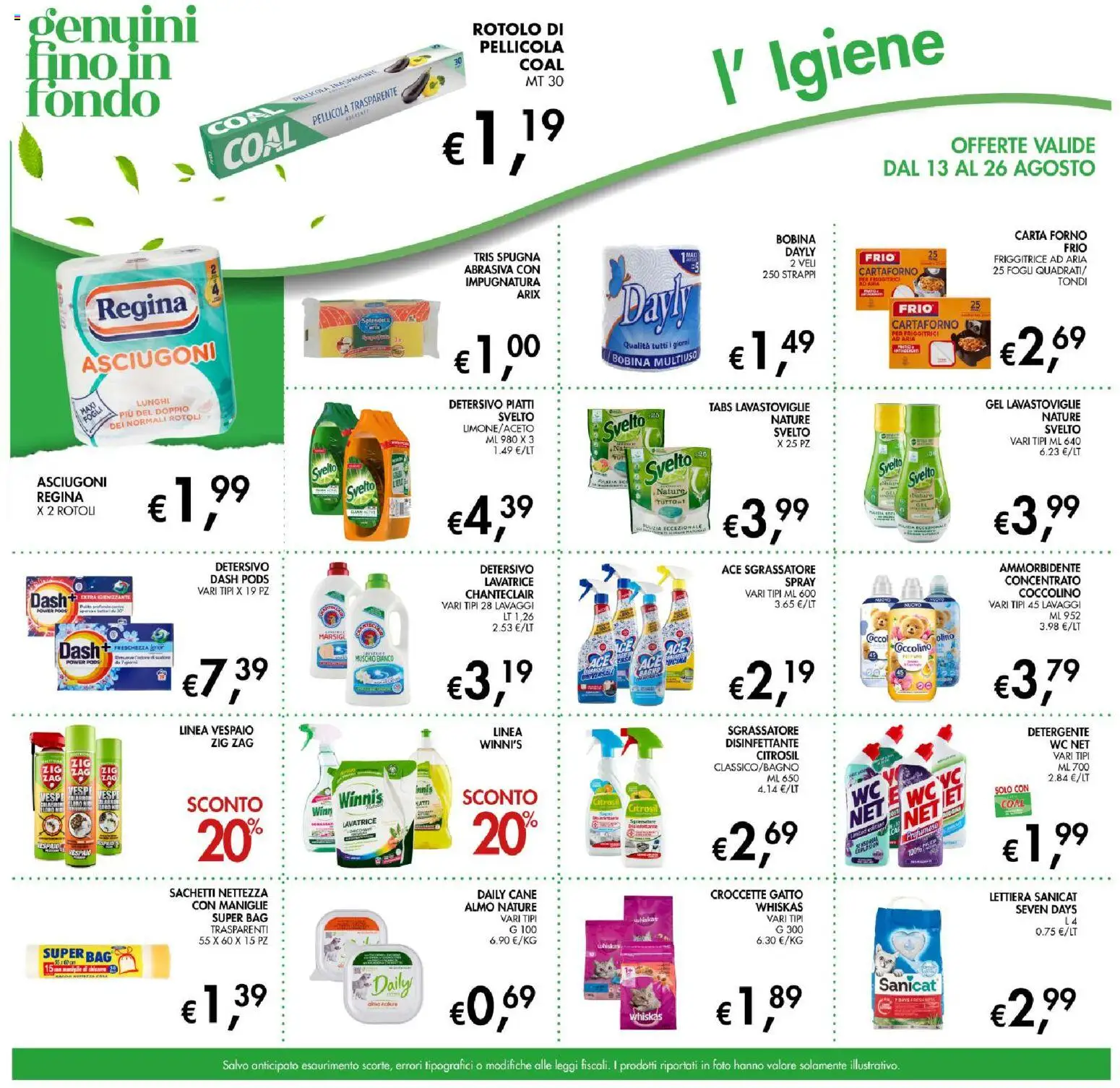 Volantino Coal del 13/08/2026 | Pagina: 21 | Prodotti: Spugna, Detergente, Cocco, Carta forno