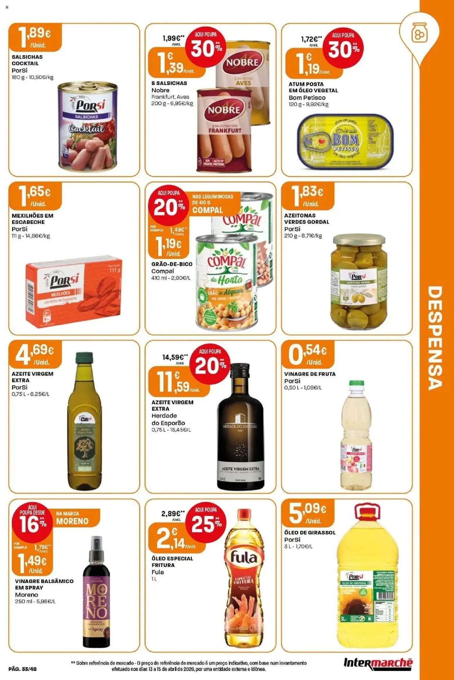 Intermarché - Isto é que são preços BAIXOS! │ válido de 21.05.2026 | Página: 33 | Produtos: Vinagre, Azeitonas, Base, Proteina