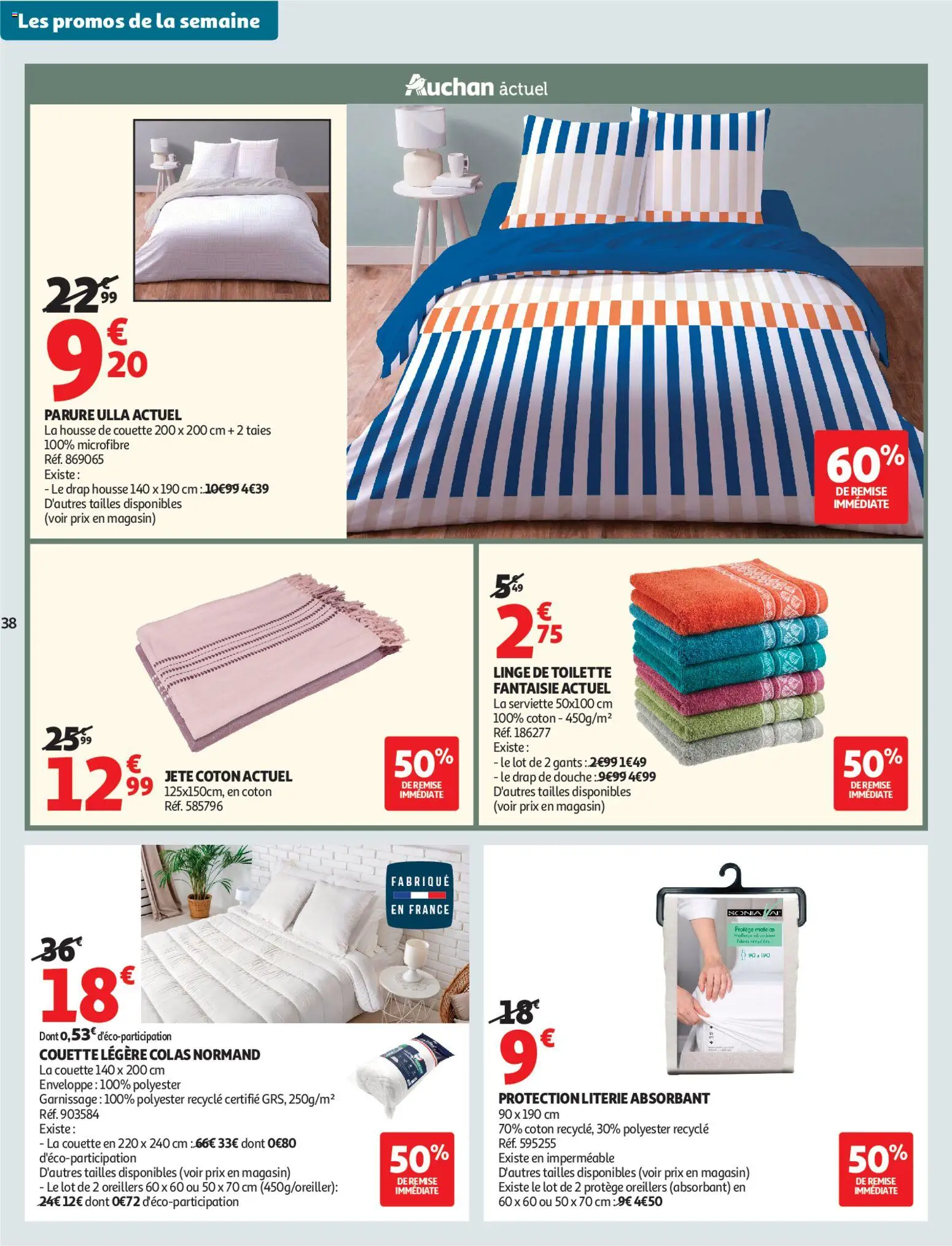 {H1} | Page: 38 | Produits: Coton, Enveloppe, Literie, Gants