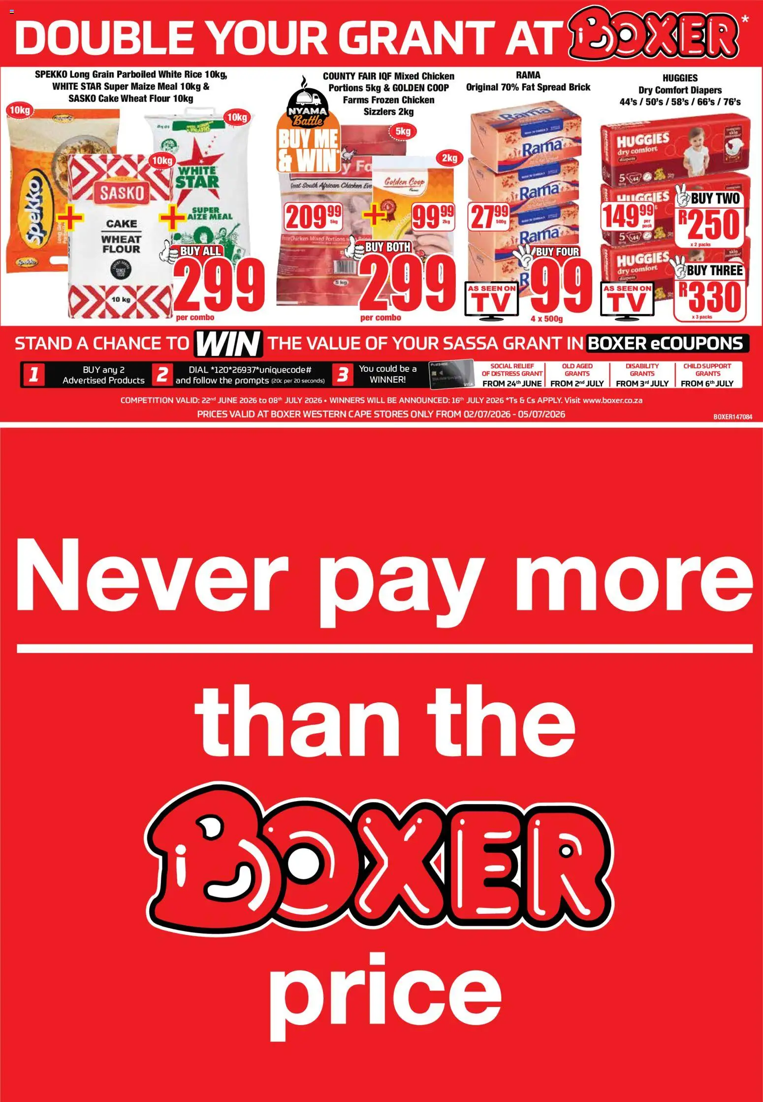 New Boxer catalogue – valid from 02/07/2026 | Page: 1 | Products: Cake, Flour, Rice, Fat spread