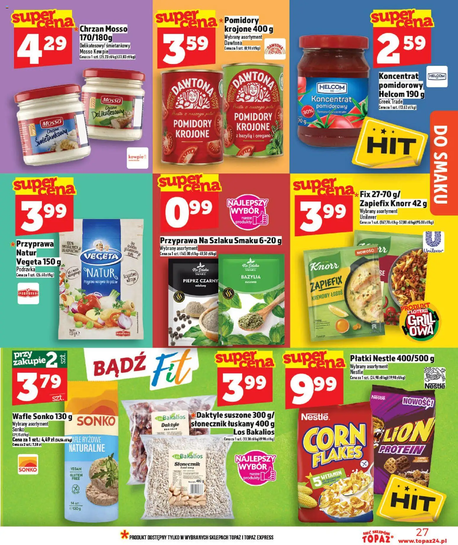 Topaz gazetka - MAZ od 07.05.2026 | Strona: 27 | Produkty: Wafle, Łosoś, Bazylia, Płatki