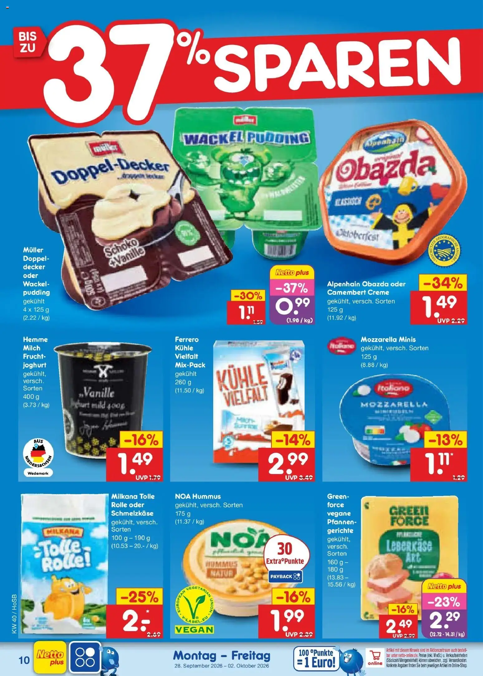 Netto Marken-Discount Prospekt Hannover – gültig ab 28.09.2026 | Seite: 14 | Produkte: Milch, Pudding, Vanille, Gerichte