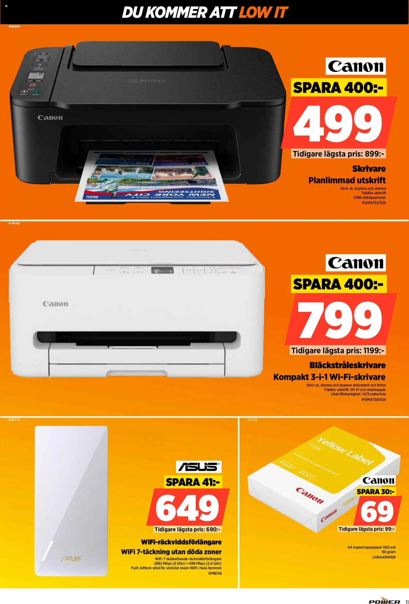 Power reklamblad aktuell från 26/10/2026 | Sida: 11 | Produkter: Ark, Kopieringspapper, Skrivare, Wifi