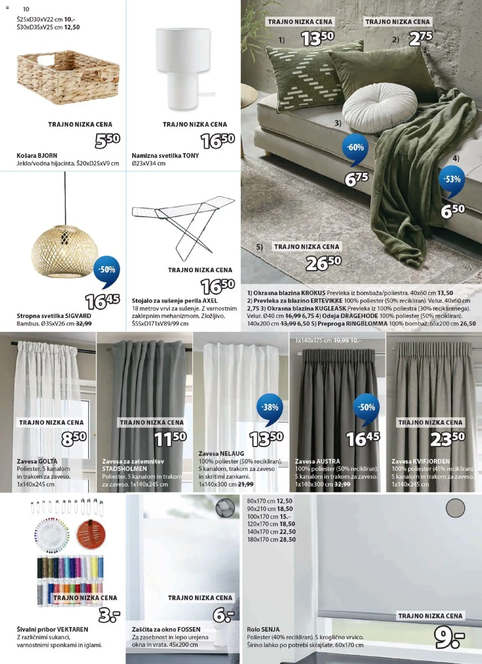 Novi JYSK katalog ponudbe – veljaven od 23.09.2026 | Stran: 10 | Izdelki: Košara, Rolo, Preproga, Namizna svetilka