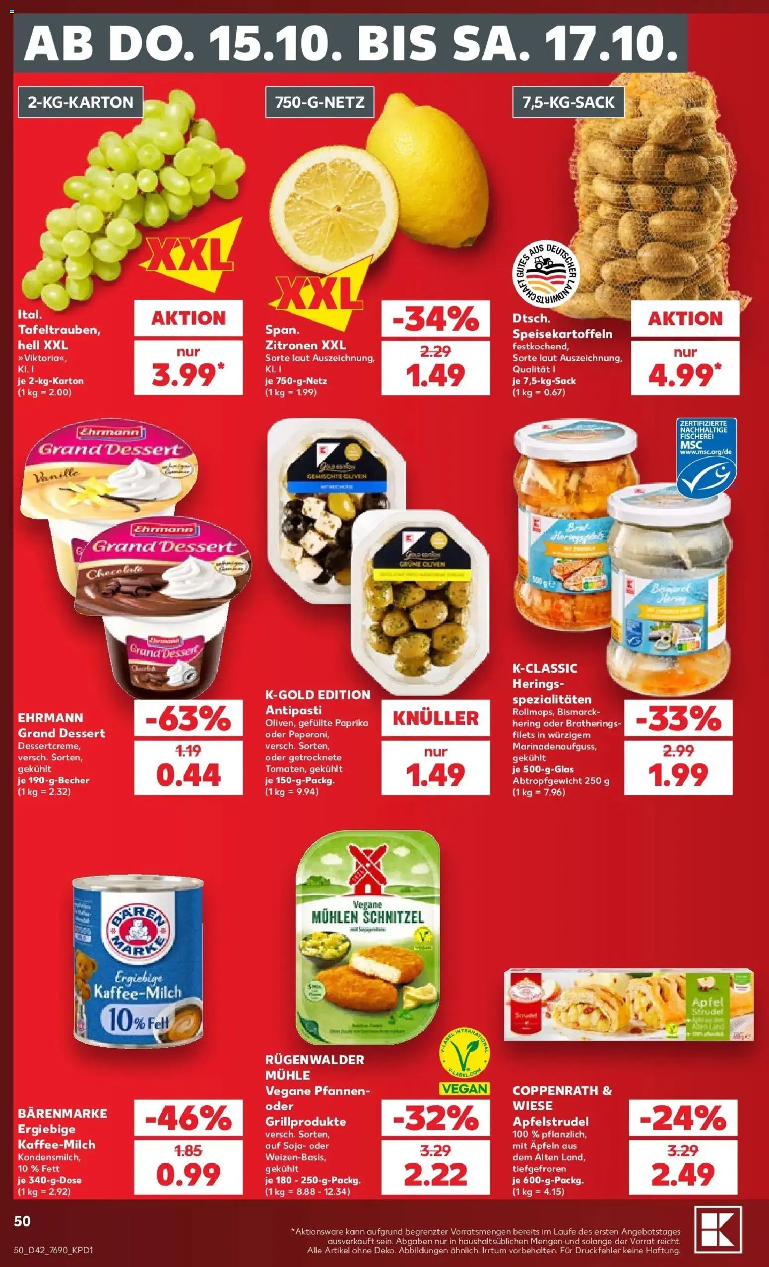 Prospekt Kaufland ab 12.10.2026 » Angebote Online zum Blättern | Seite: 54 | Produkte: Mühle, Ehrmann grand dessert, Äpfel, Schnitzel