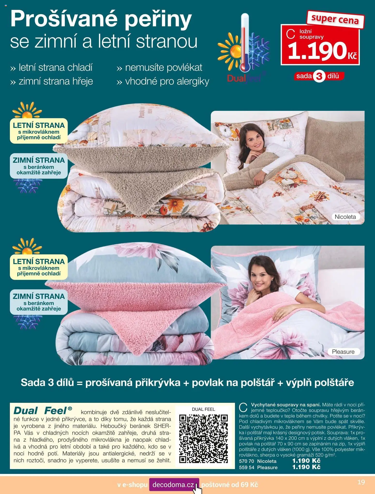Decodoma katalog Podzim 2026 od 01.09.2026 | Strana: 19 | Produkty: Polštáře, Peřiny, Povlak na polštář, Přikrývka