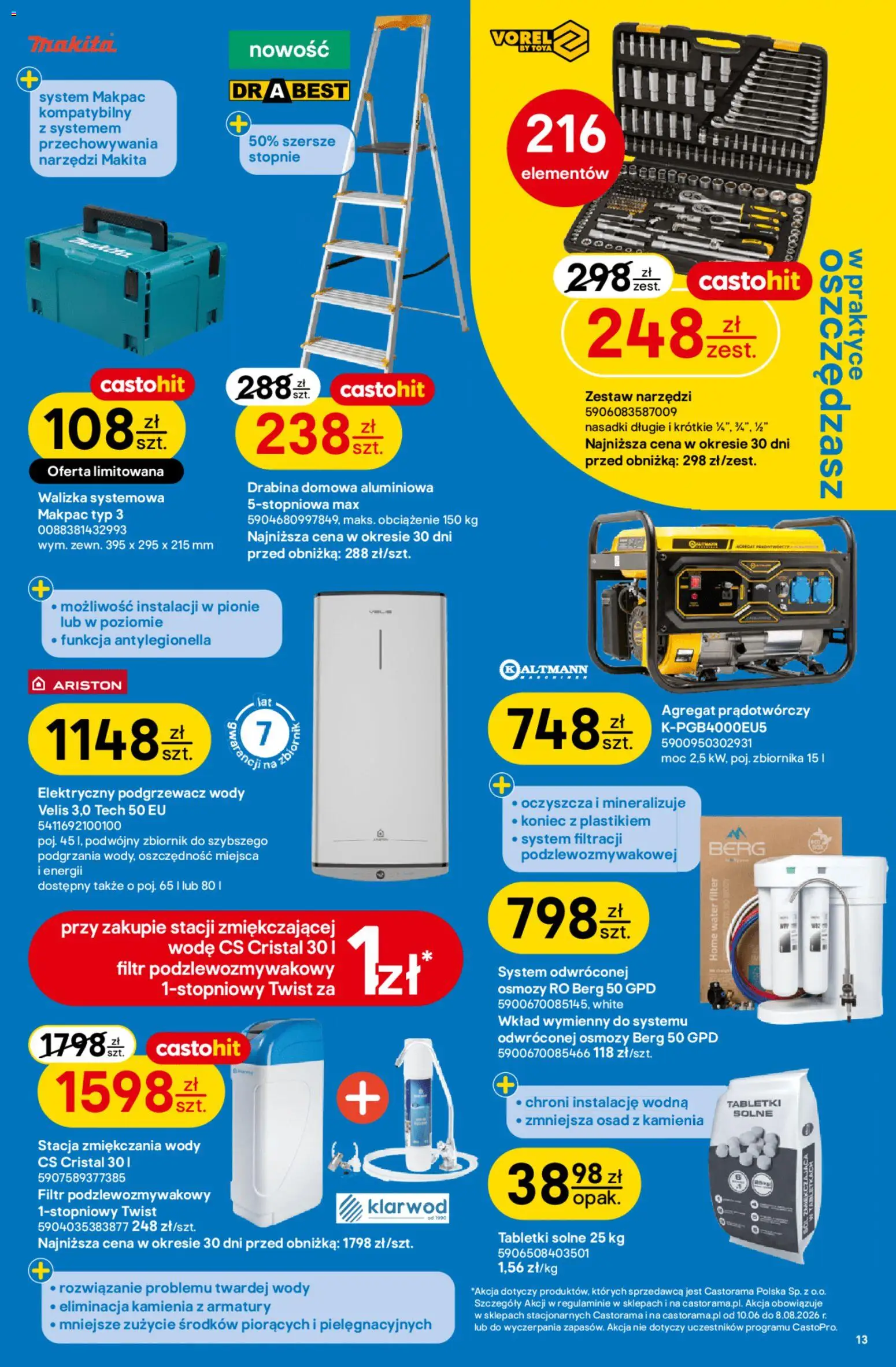 Castorama gazetka od 10.06.2026 | Strona: 13 | Produkty: Walizka, Drabina, Zestaw narzędzi