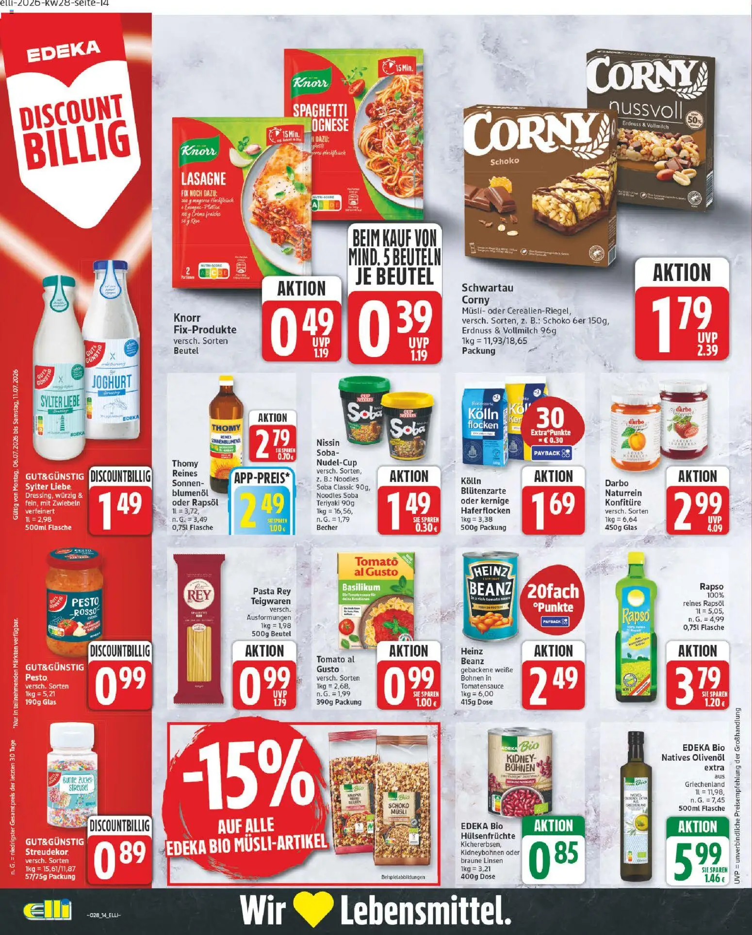 Elli Markt Prospekt Lippstadt – gültig ab 06.07.2026 | Seite: 14 | Produkte: Rapsöl, Creme, Flocken, Hackfleisch