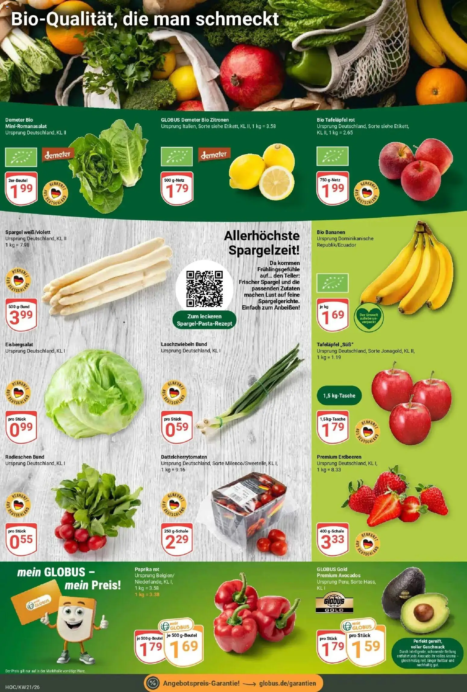 Globus Prospekt Hockenheim – gültig ab 17.05.2026 | Seite: 6 | Produkte: Paprika rot, Bananen, Eisbergsalat, Zitronen
