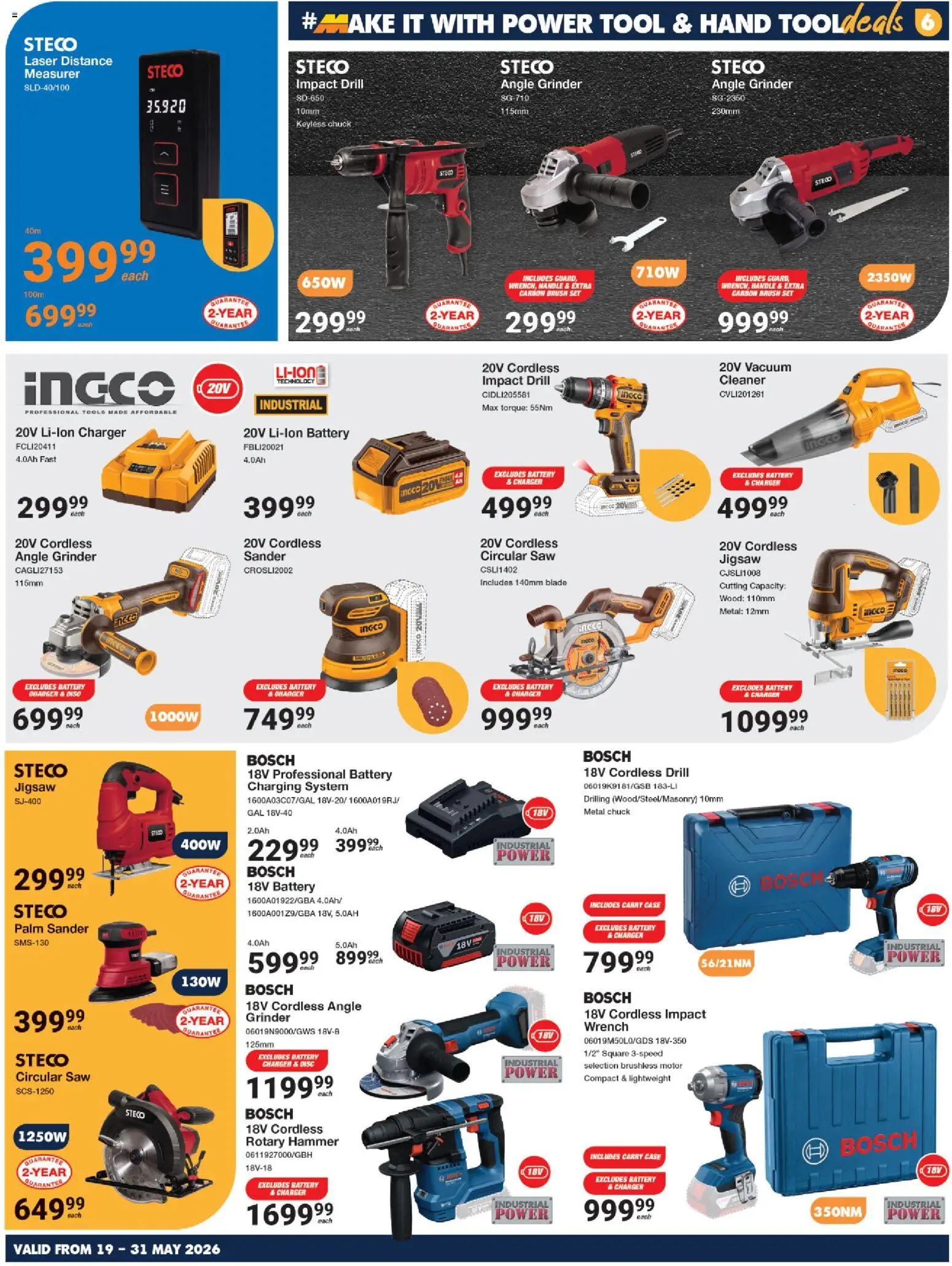 New MICA catalogue – valid from 19.05.2026 | Page: 6 | Products: Battery, Charger, Jigsaw, Hammer