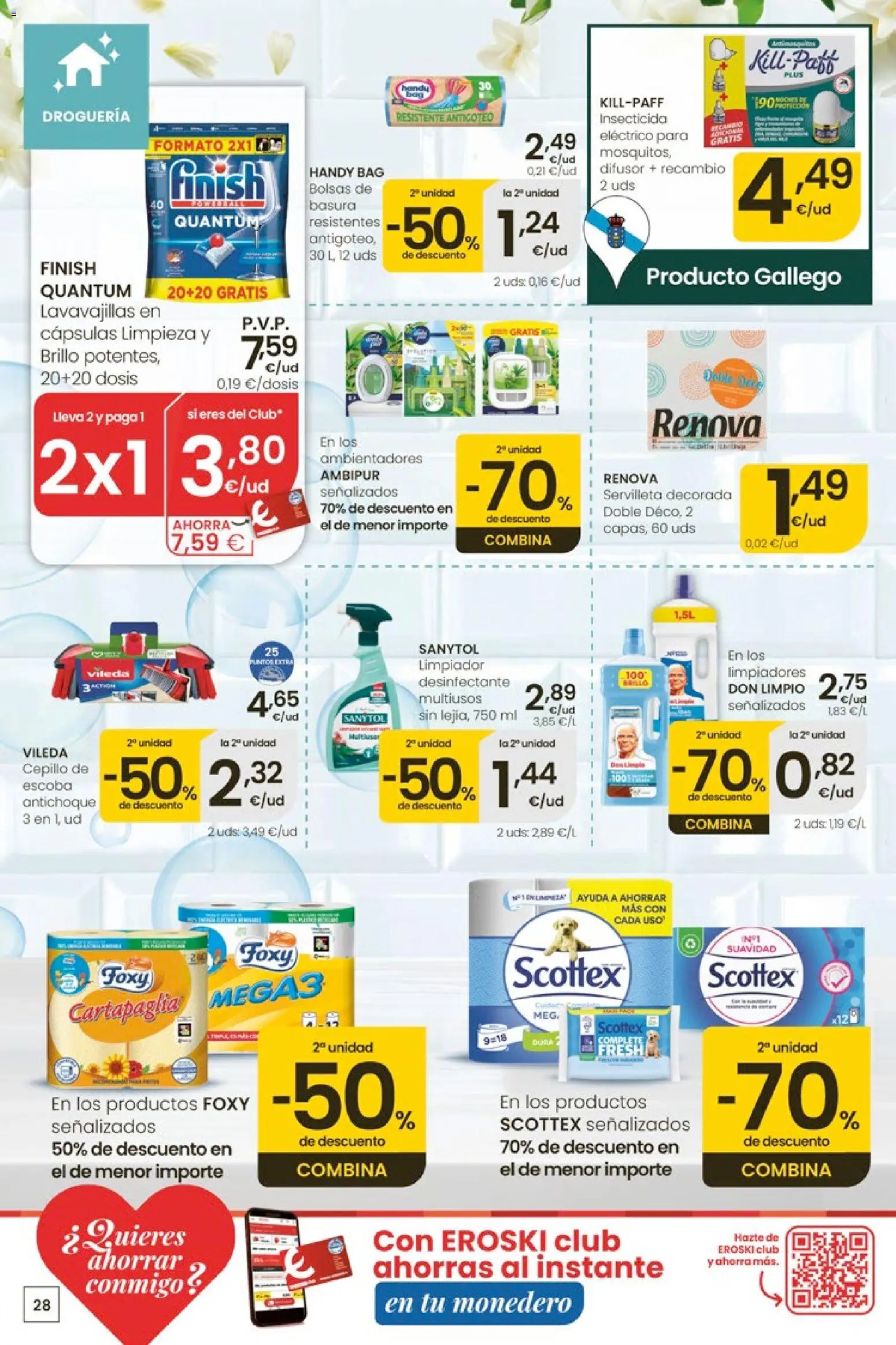 Eroski Ofertones de verano │ válido desde el 28.05.2026 | Página: 28 | Productos: Cepillo, Escoba, Lavavajillas