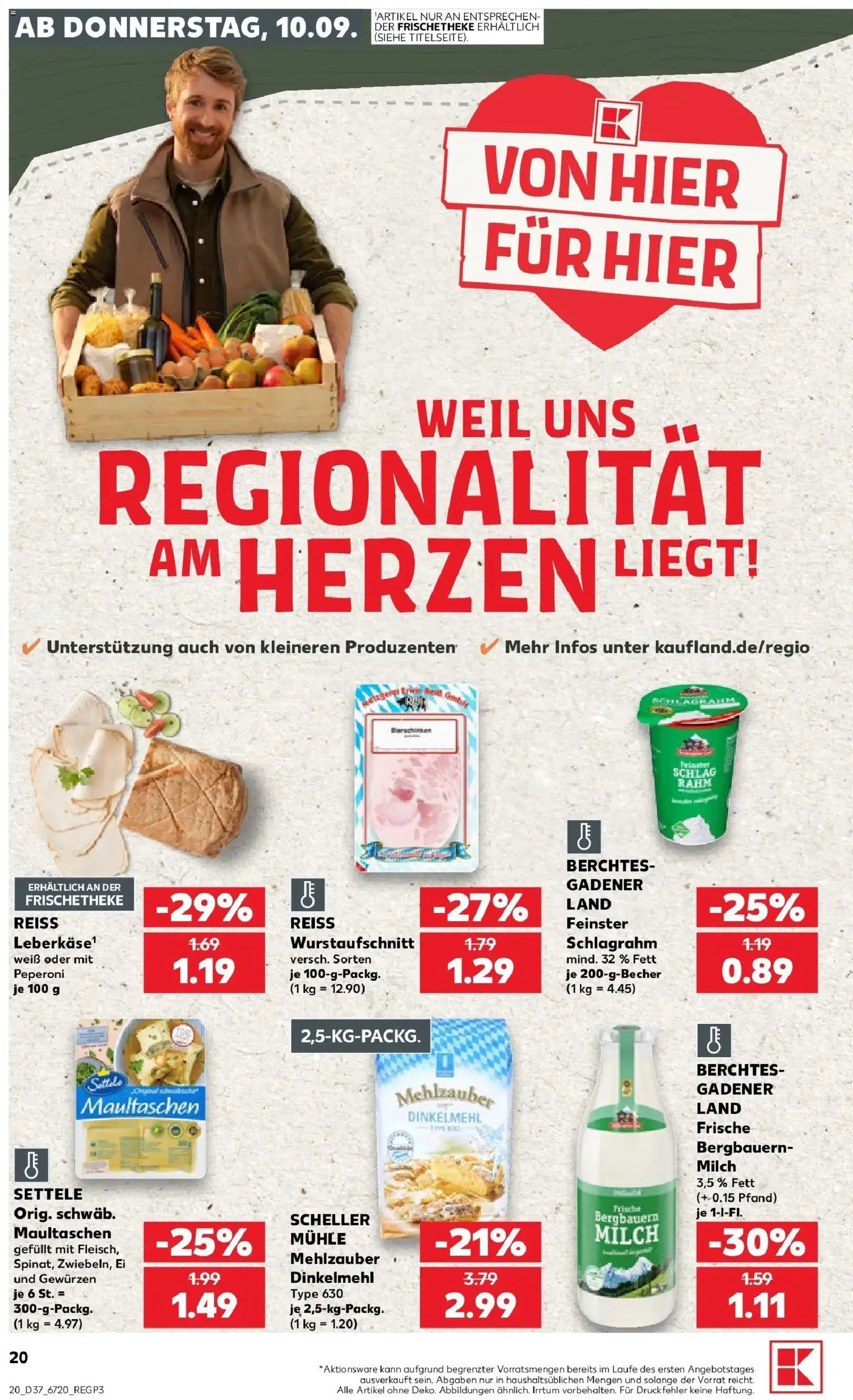 Prospekt Kaufland ab 10.09.2026 » Angebote Online zum Blättern | Seite: 20 | Produkte: Mühle, Milch, Maultaschen