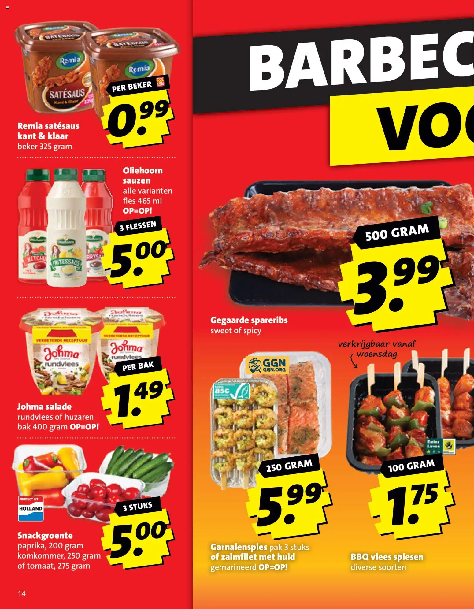 {H1} | Pagina: 14 | Producten: Sauzen, Salade, Zalmfilet, Rundvlees