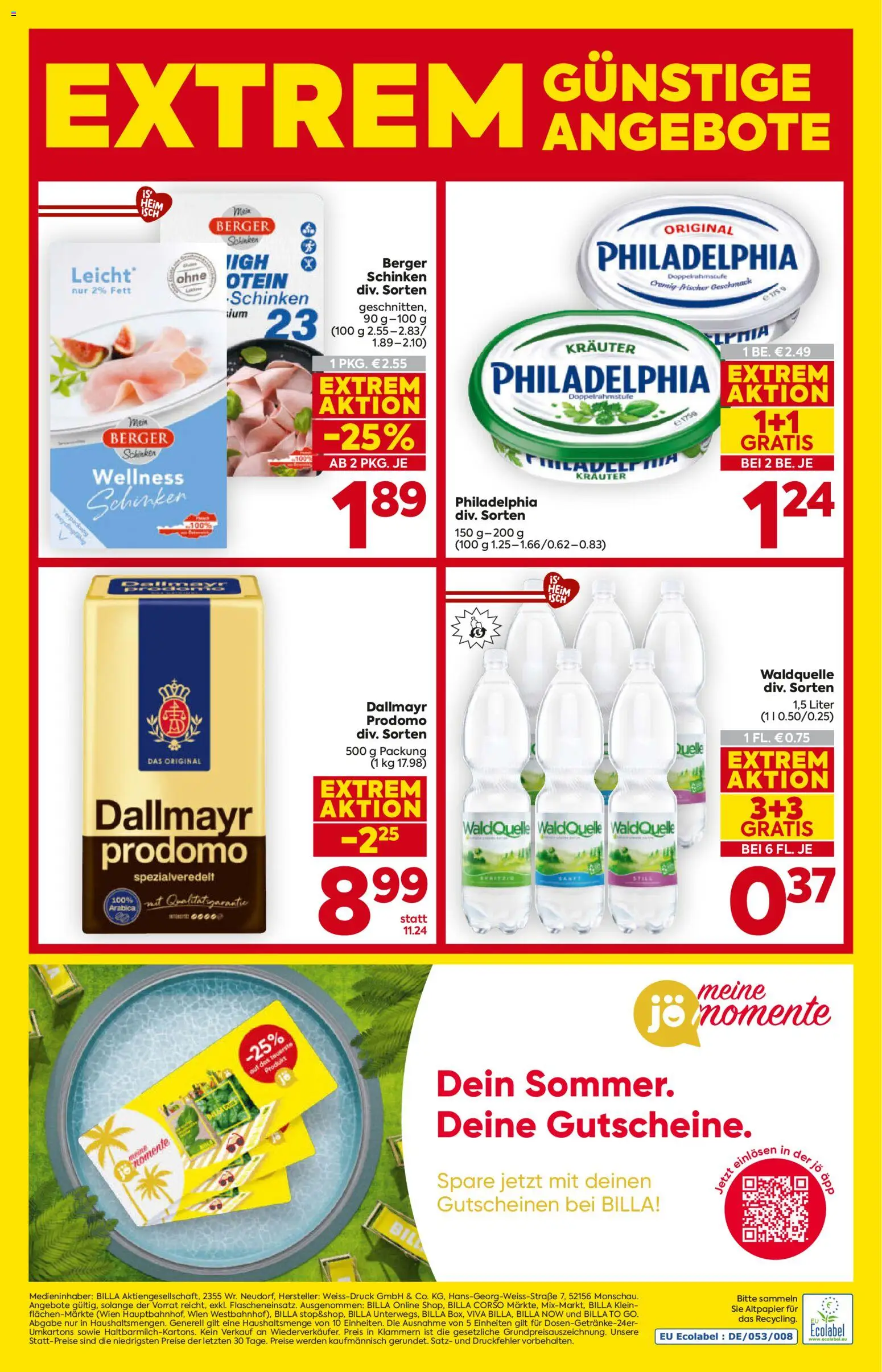 Billa AT akciós ujság - amely érvényes a következő dátumtól: 2026.09.03. | Oldal: 16 | Termékek: Philadelphia, Dallmayr
