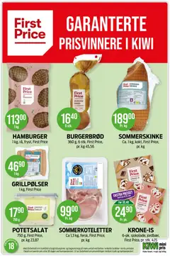 Forhåndsvisning av BURGERBRØD, 360 g, 6 stk. First Price, pr. kg 45,56 gyldig fra 27.04.2026 | Side: 20 | Produkter: Brød, Kiwi, Налокітники, Миска