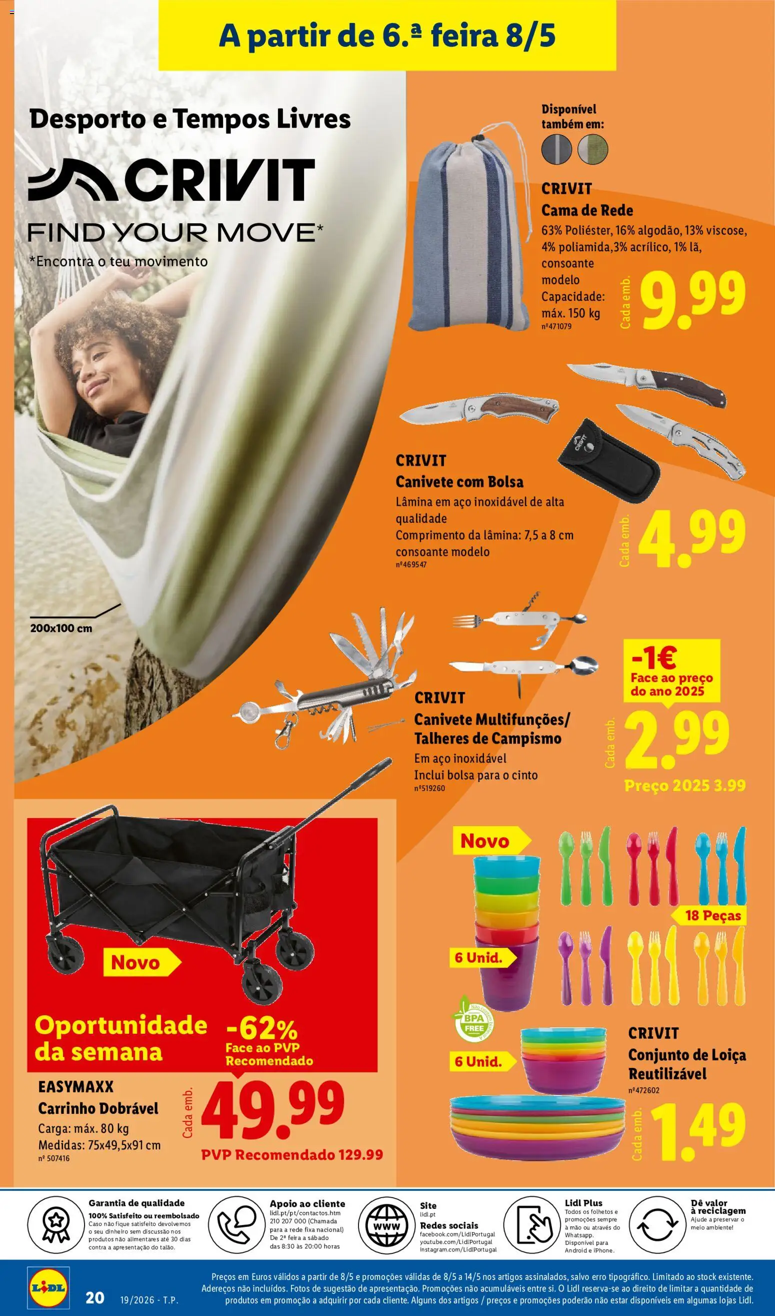 Lidl Novidades │ válido de 04.05.2026 | Página: 20 | Produtos: Cinto, Bolsa, Canivete, Cama