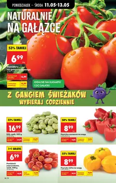 Pogląd oferty "Pomidory na gałązce na wagę, Pomidory na gałązce na wagę" - ważna od 11.05.2026 | Strona: 34 | Produkty: Papryka, Papryka czerwona, Pomidory