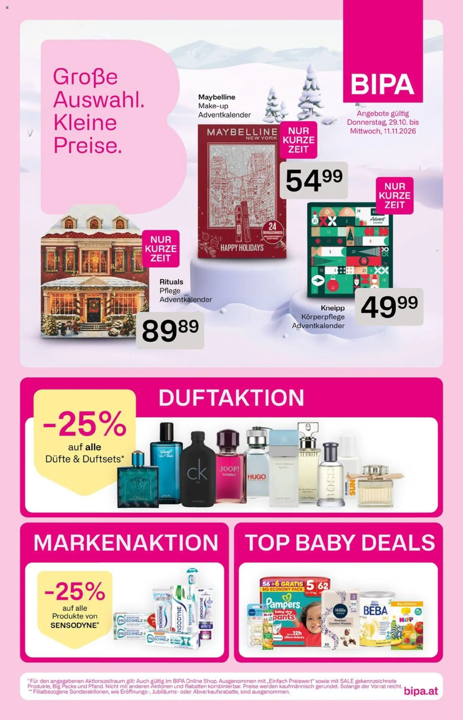 Bipa Flugblatt gültig ab 29.10.2026 | Seite: 1 | Produkte: Windeln, Pampers
