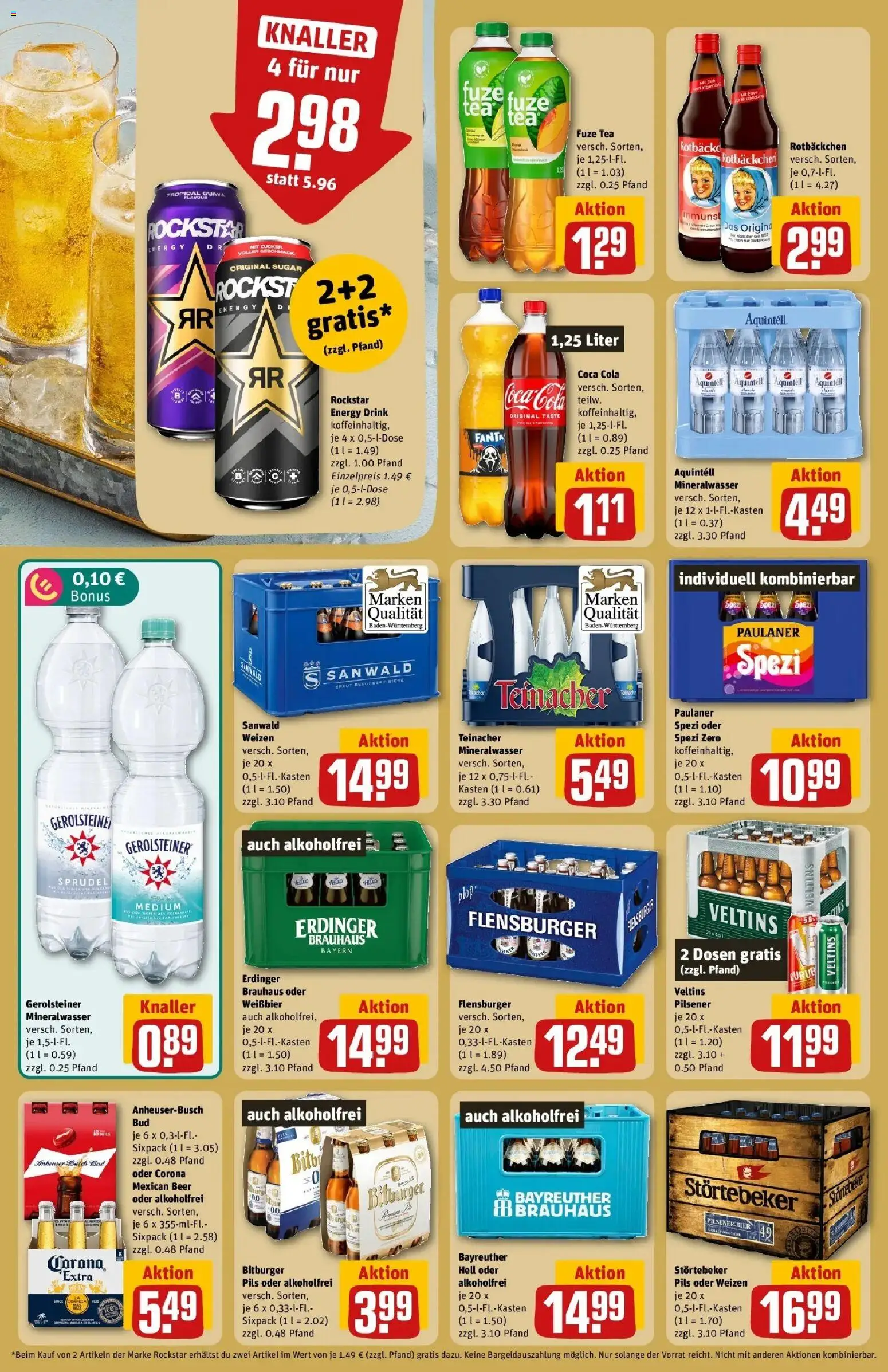 REWE Prospekt ab 07.09.2026 zum Blättern » Angebote | Seite: 18 | Produkte: Cola, Energy, Weißbier, Rockstar