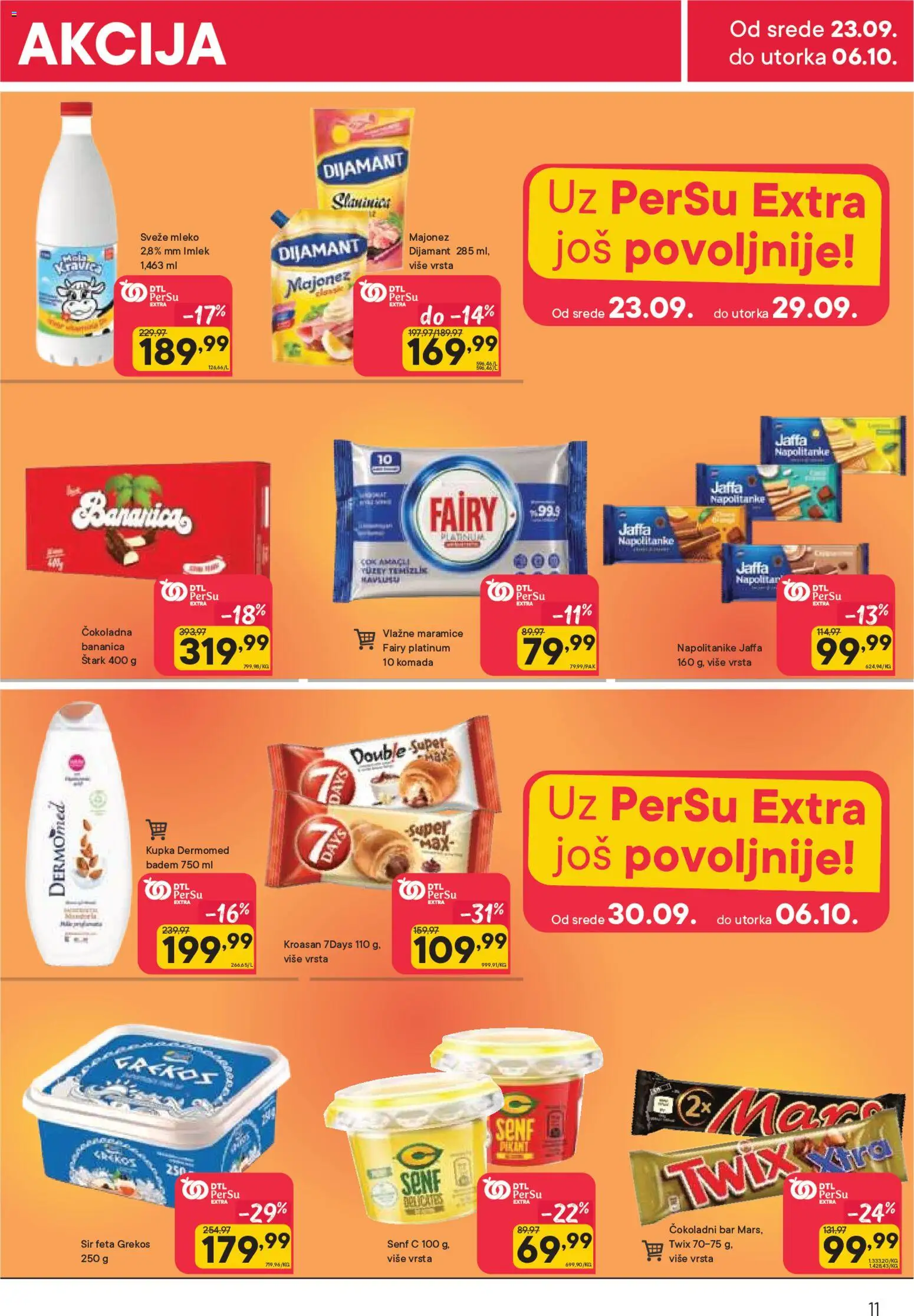 PerSu katalog - važi od 23.09.2026 | Strana: 11 | Proizvode: Badem, Twix, Sveže mleko, 7days