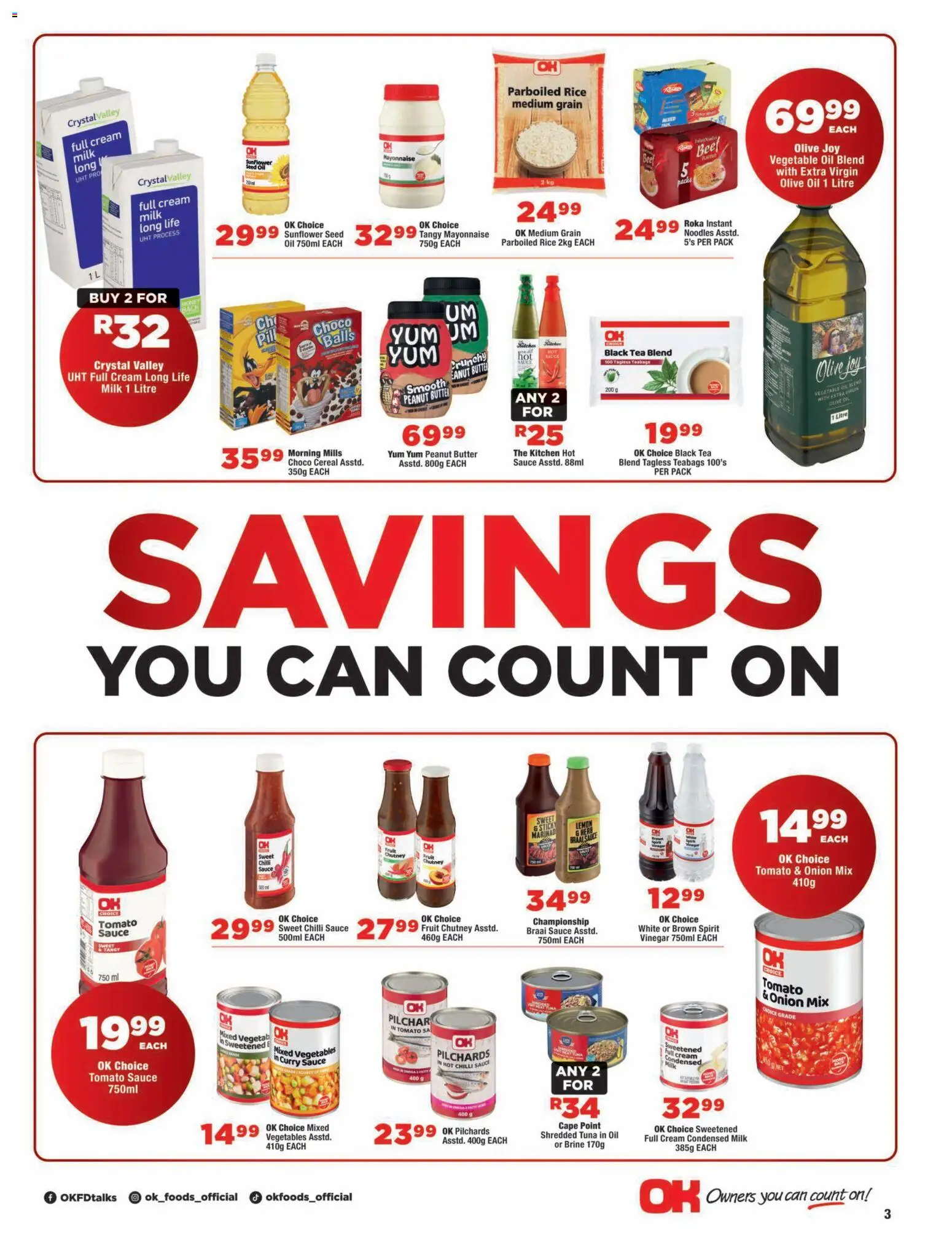 New OK Foods catalogue – valid from 14/10/2026 | Page: 3 | Products: Butter, Peanut butter, Vegetables, Fruit