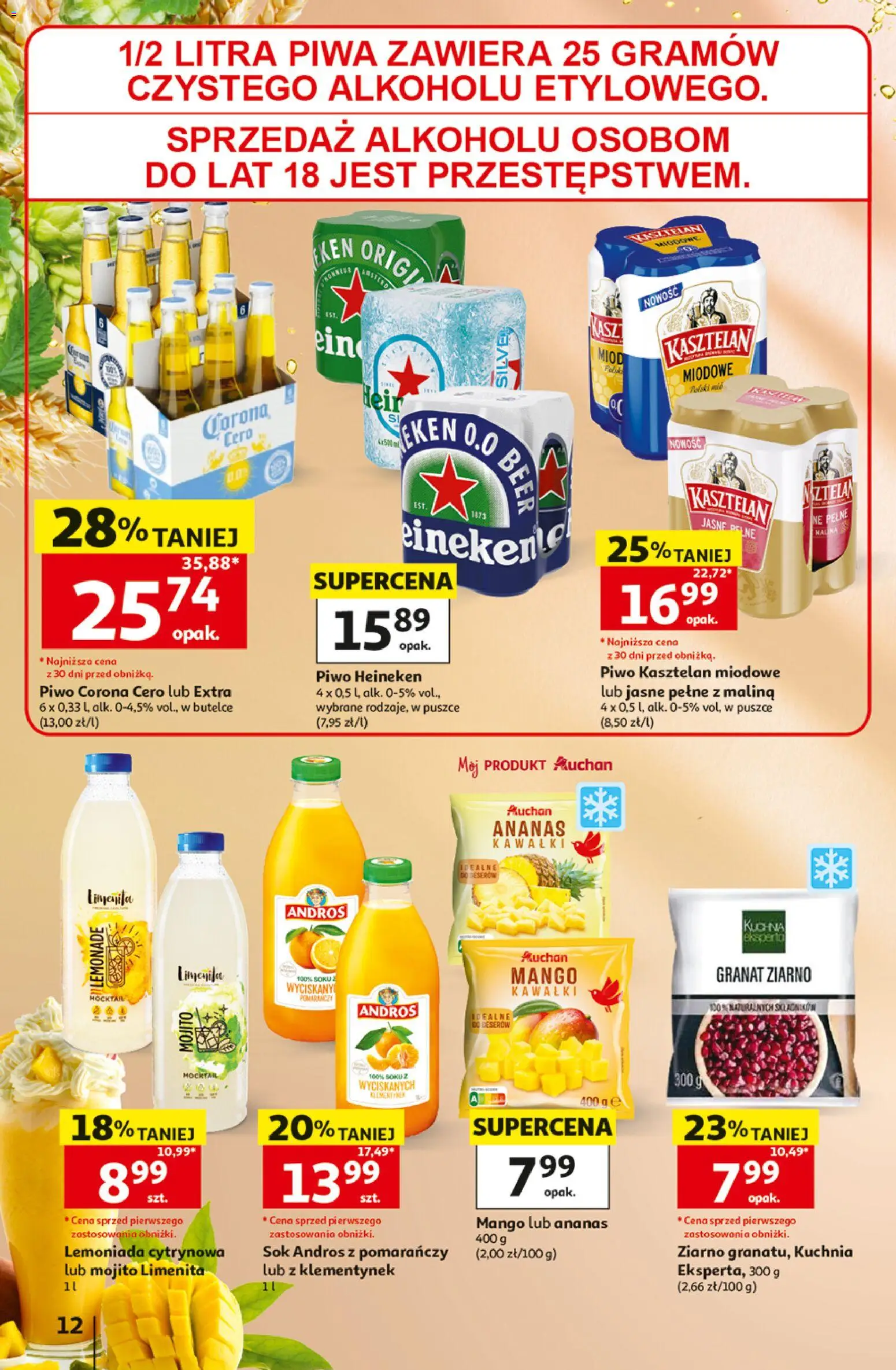 Auchan gazetka - 30 Lat Hipermarket od 02.07.2026 | Strona: 12 | Produkty: Mango, Sok, Ananas, Heineken