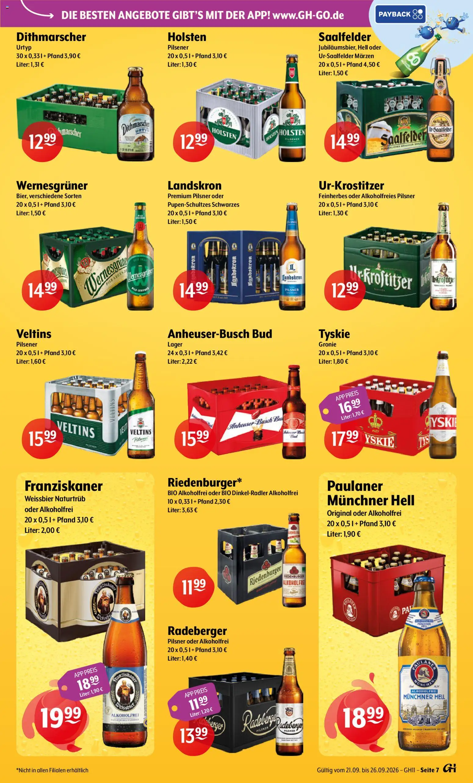 Getränke Hoffmann Prospekt – gültig ab 21.09.2026 | Seite: 7 | Produkte: Weißbier, Wernesgruner, Radeberger pilsner, Paulaner