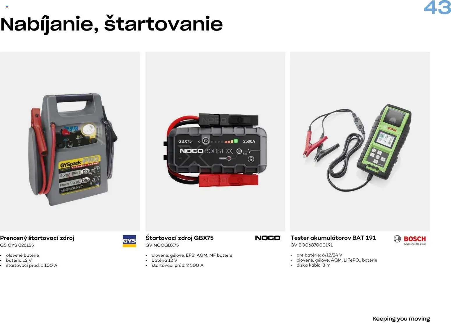 Nové Auto Kelly akcie – leták je platný od 17.08.2026 | Strana: 43 | Produkty: Bosch, Batéria, Batérie