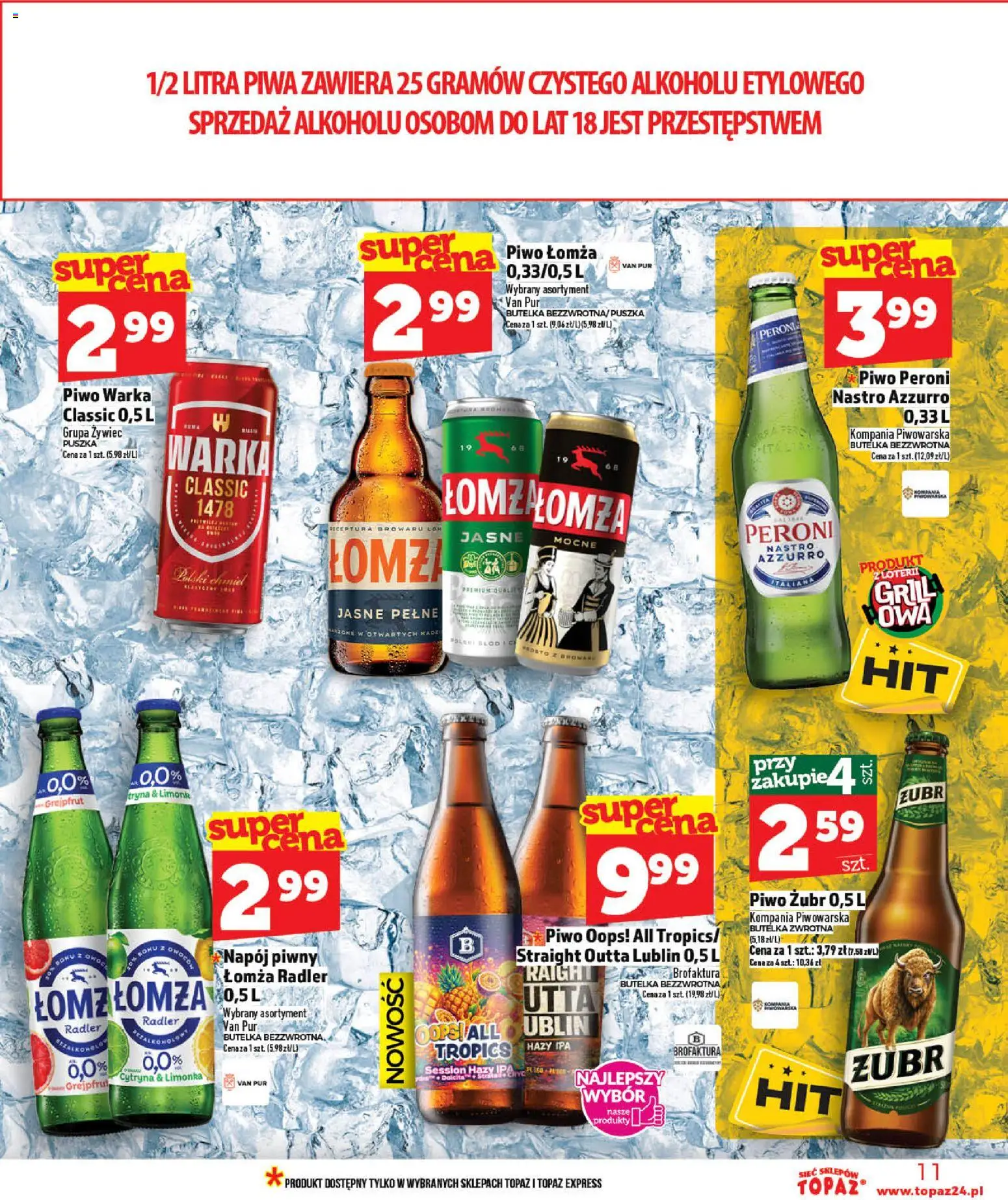 Topaz gazetka - MAZ od 07.05.2026 | Strona: 11 | Produkty: Piwo żubr, Grill, Grejpfrut, Owoce