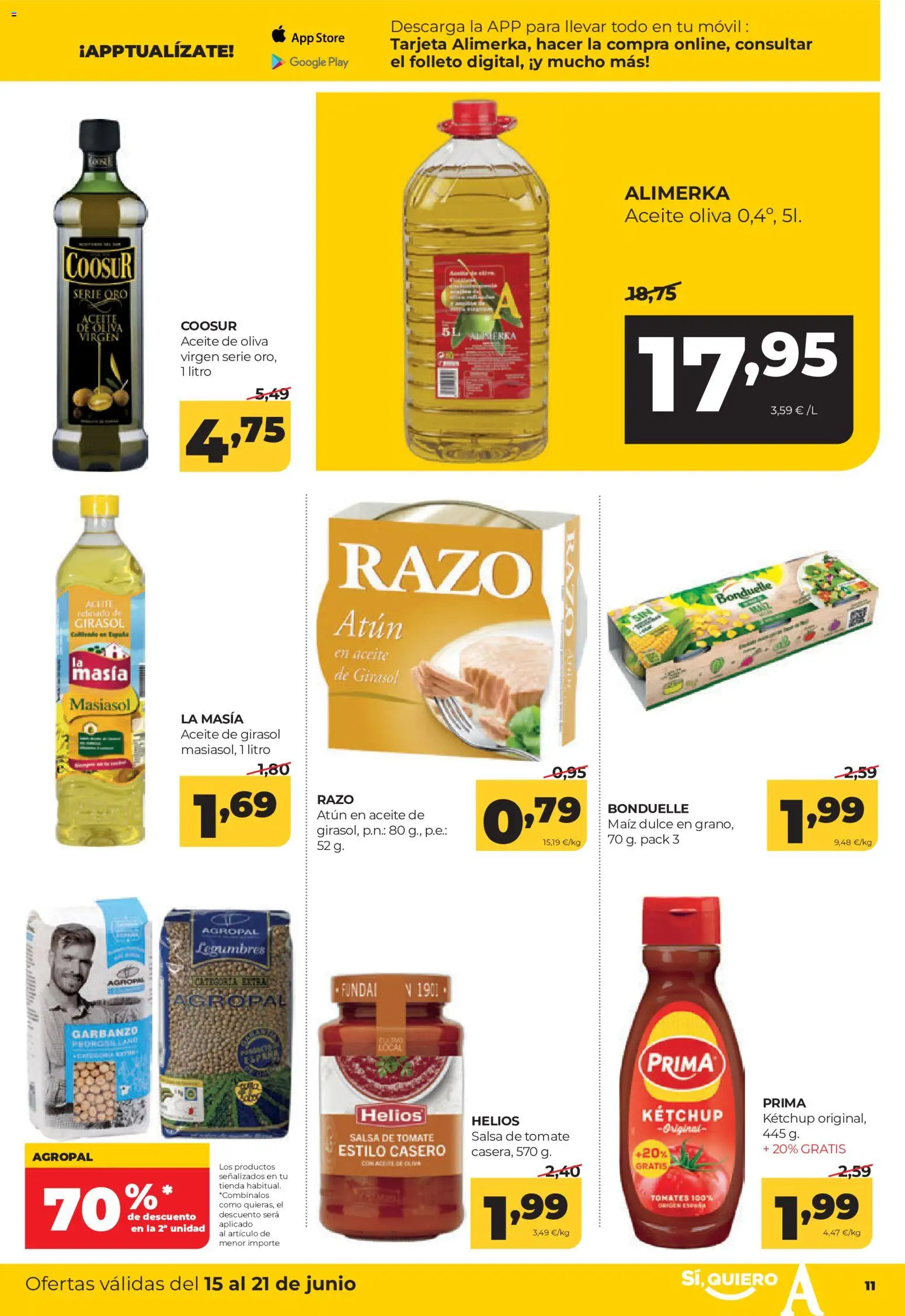 Alimerka folleto Castilla y León │ válido desde el 15.06.2026 | Página: 11 | Productos: Aceite, Tomates, Salsa de tomate, Aceite de oliva