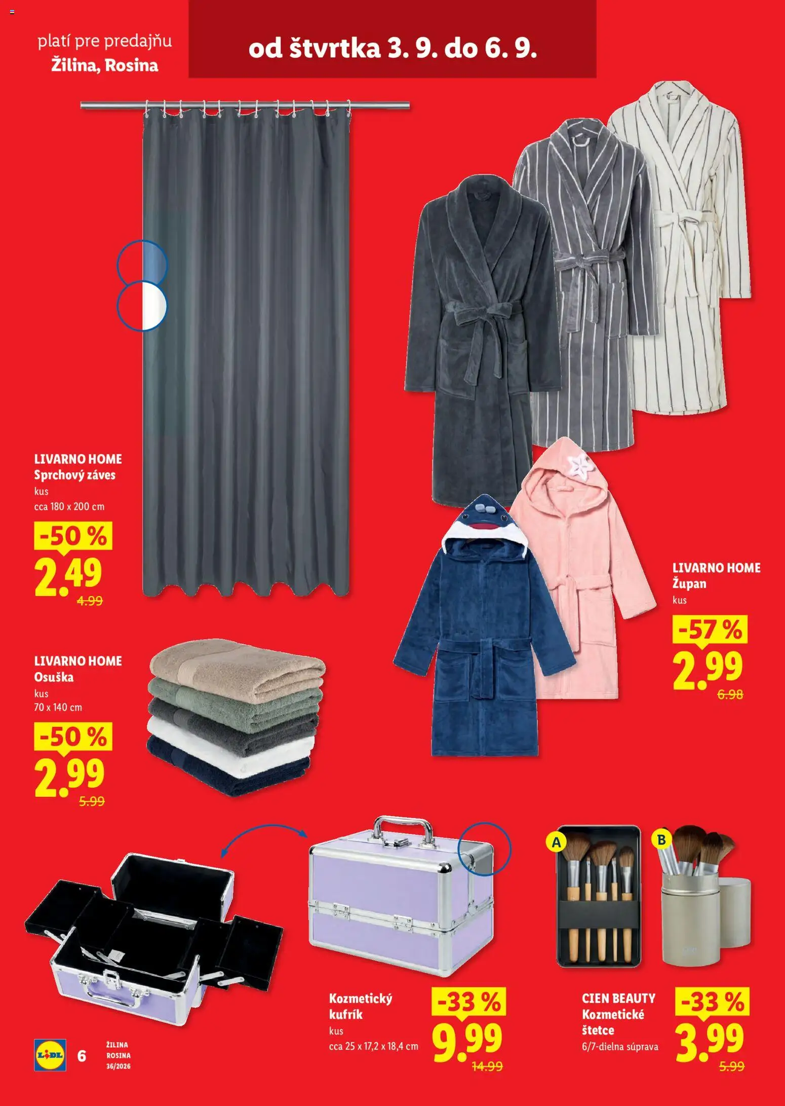 Nové Lidl akcie – leták je platný od 03.09.2026 | Strana: 6 | Produkty: Osuška, Župan