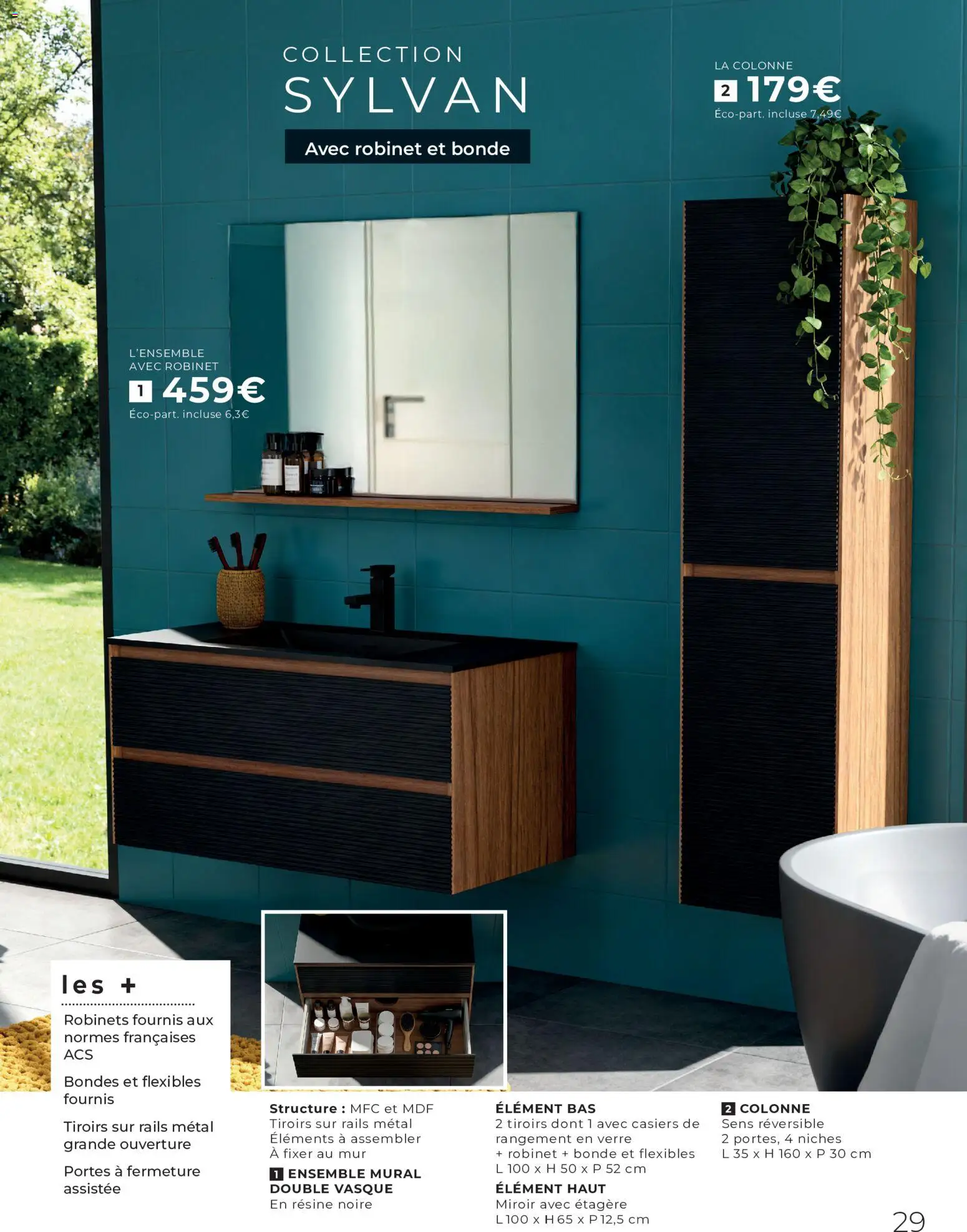 {H1} | Page: 29 | Produits: Robinet, Étagère, Portes, Tiroirs