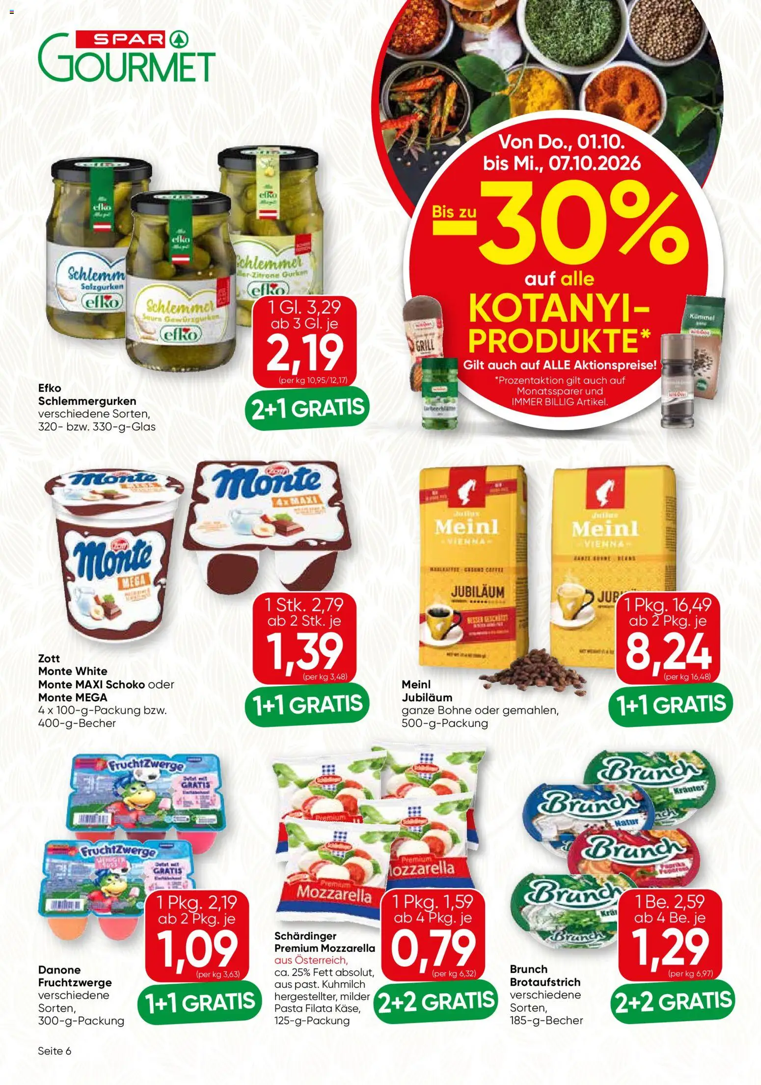 SPAR Gourmet Flugblatt gültig ab 01.10.2026 | Seite: 6 | Produkte: Pasta, Zitrone, Bohne