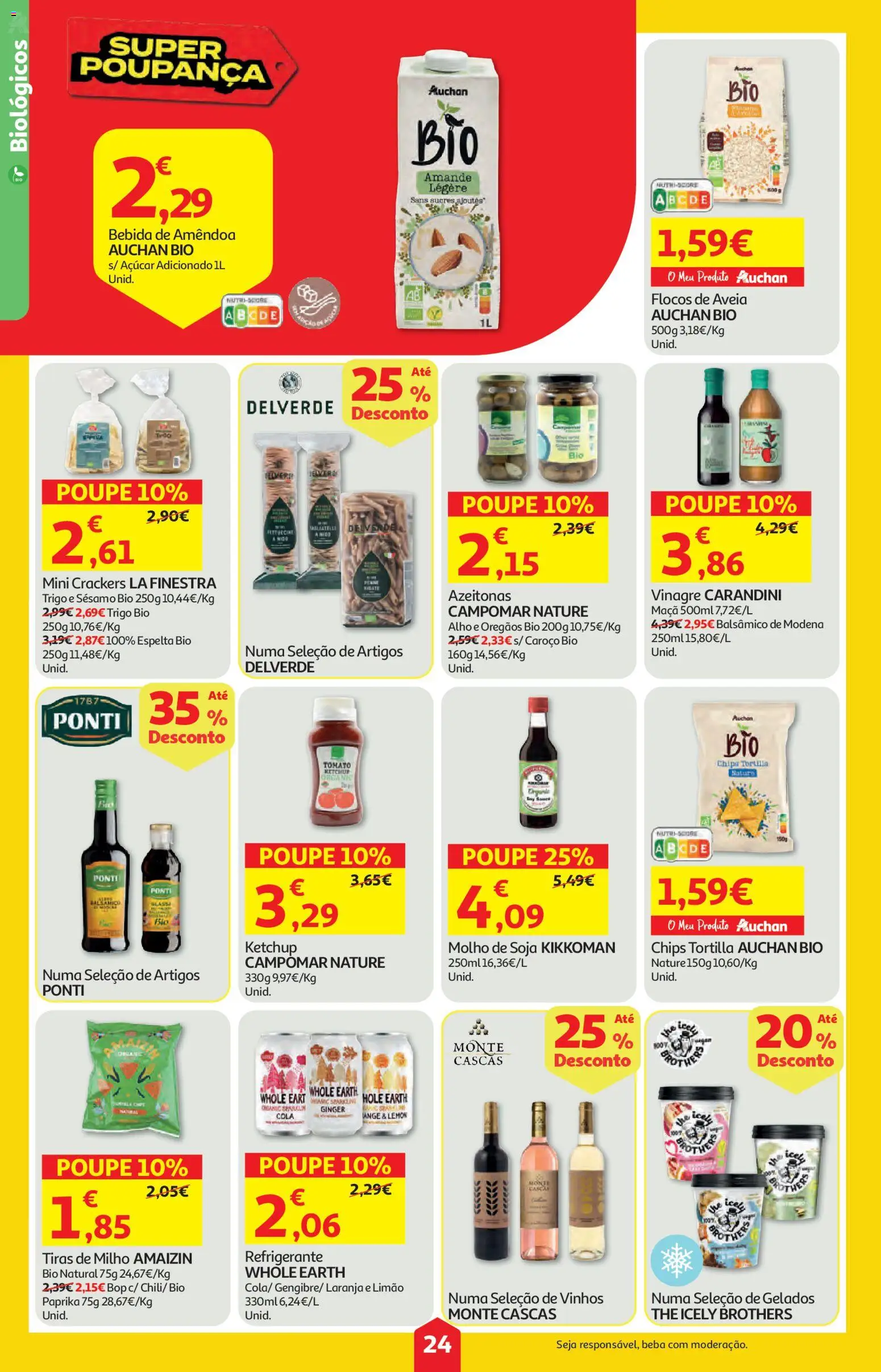Auchan folheto │ válido de 18.06.2026 | Página: 24 | Produtos: Soja, Vinagre, Azeitonas, Açúcar