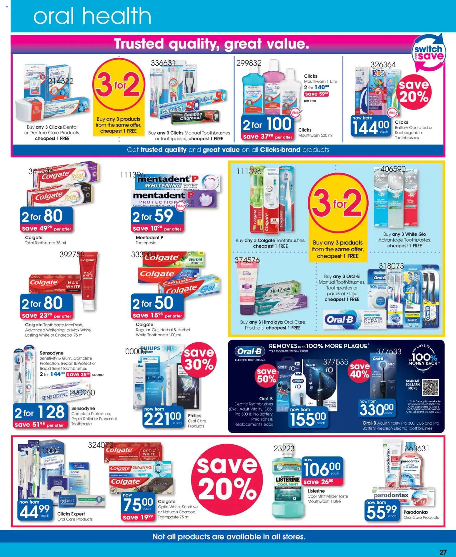 New Clicks catalogue – valid from 23/06/2026 | Page: 25 | Products: Electric toothbrush, Switch, Toothpaste, Mouthwash