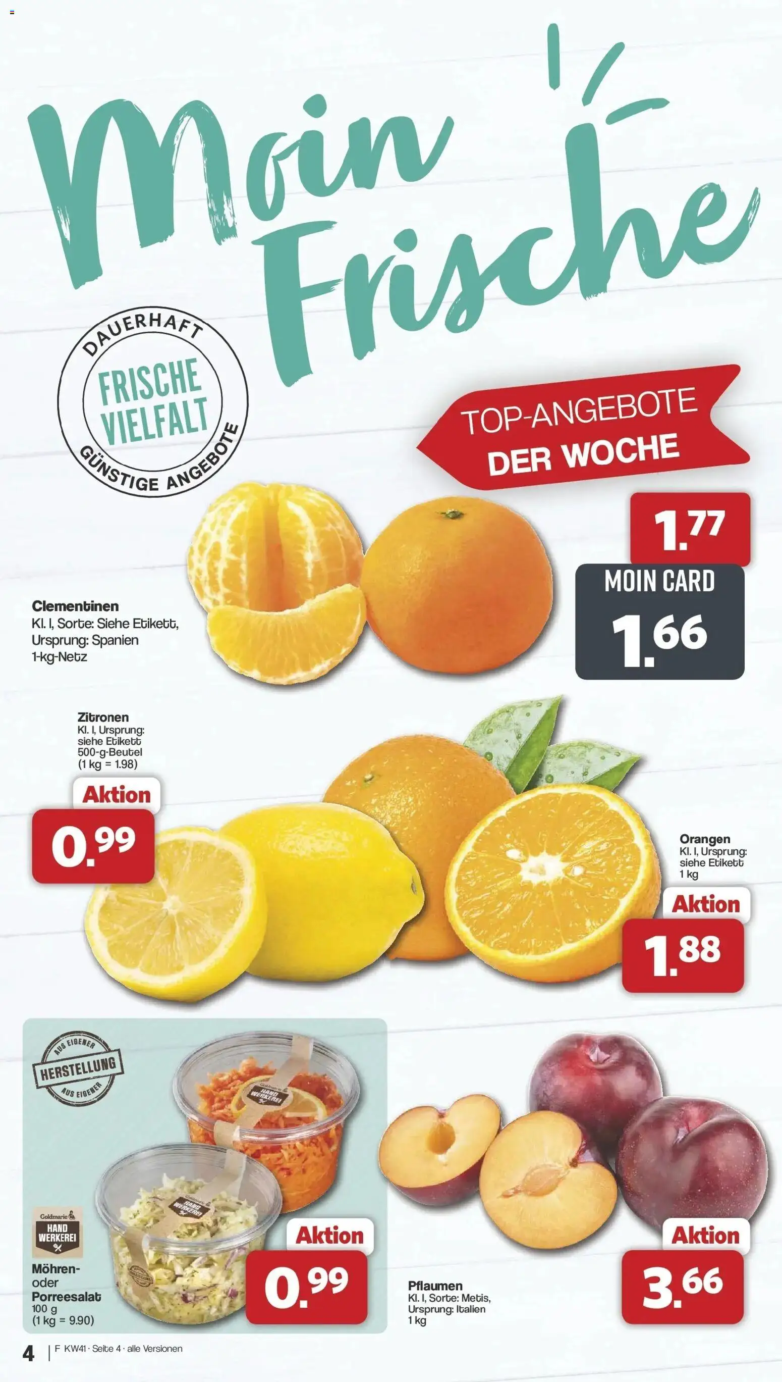 Famila Nordwest Aktueller Prospekt – gültig ab 05.10.2026 | Seite: 4 | Produkte: Pflaumen, Orangen, Mohren, Zitronen