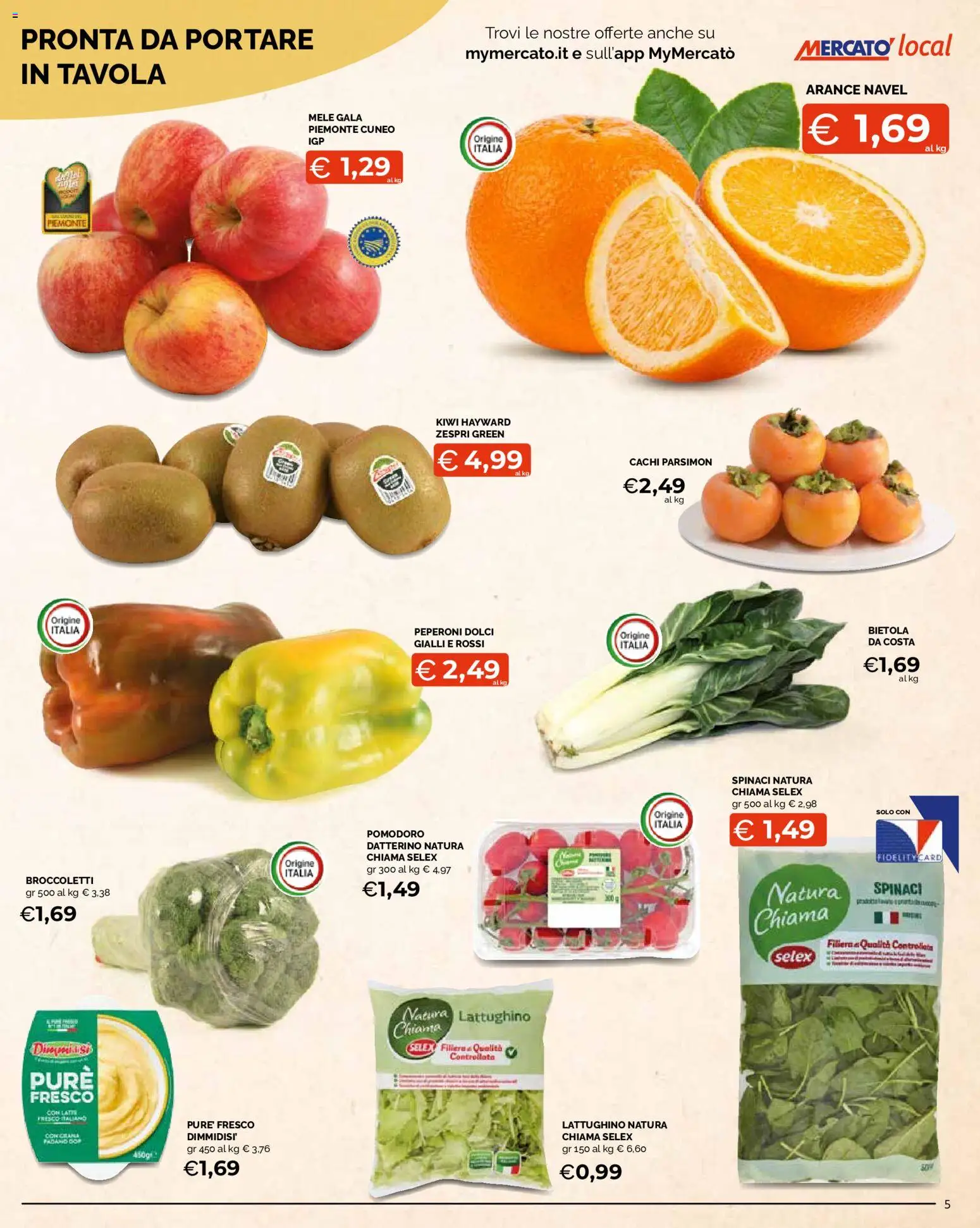 Volantino Mercatò del 22/10/2026 | Pagina: 5 | Prodotti: Mele, Pomodoro, Cachi, Dolci