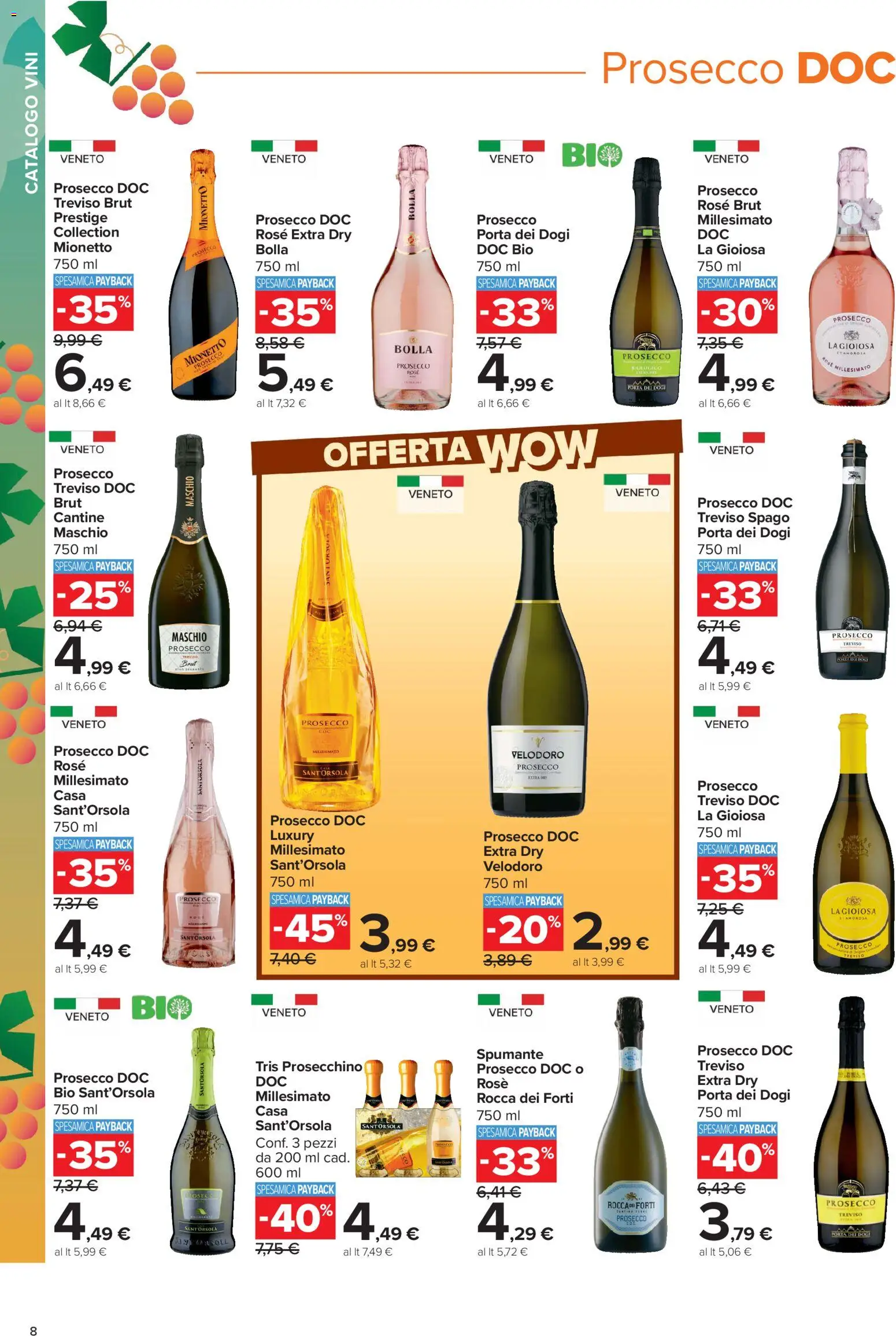 Volantino Carrefour del 05/10/2026 | Pagina: 8 | Prodotti: Porta, Prosecco, Spumante, Mionetto