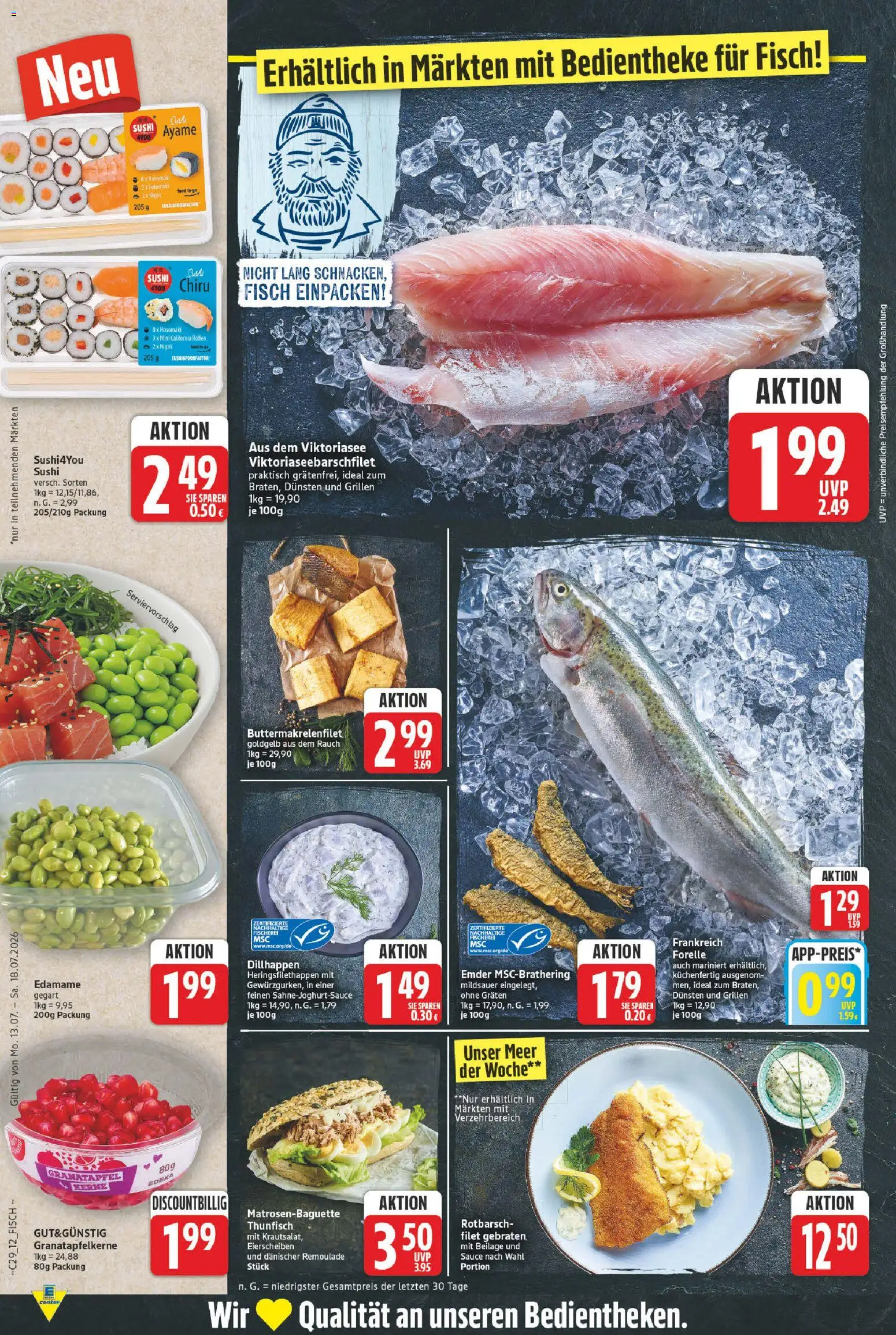 E center Prospekt – gültig ab 13.07.2026 | Seite: 12 | Produkte: Granatapfel, Thunfisch, Fisch
