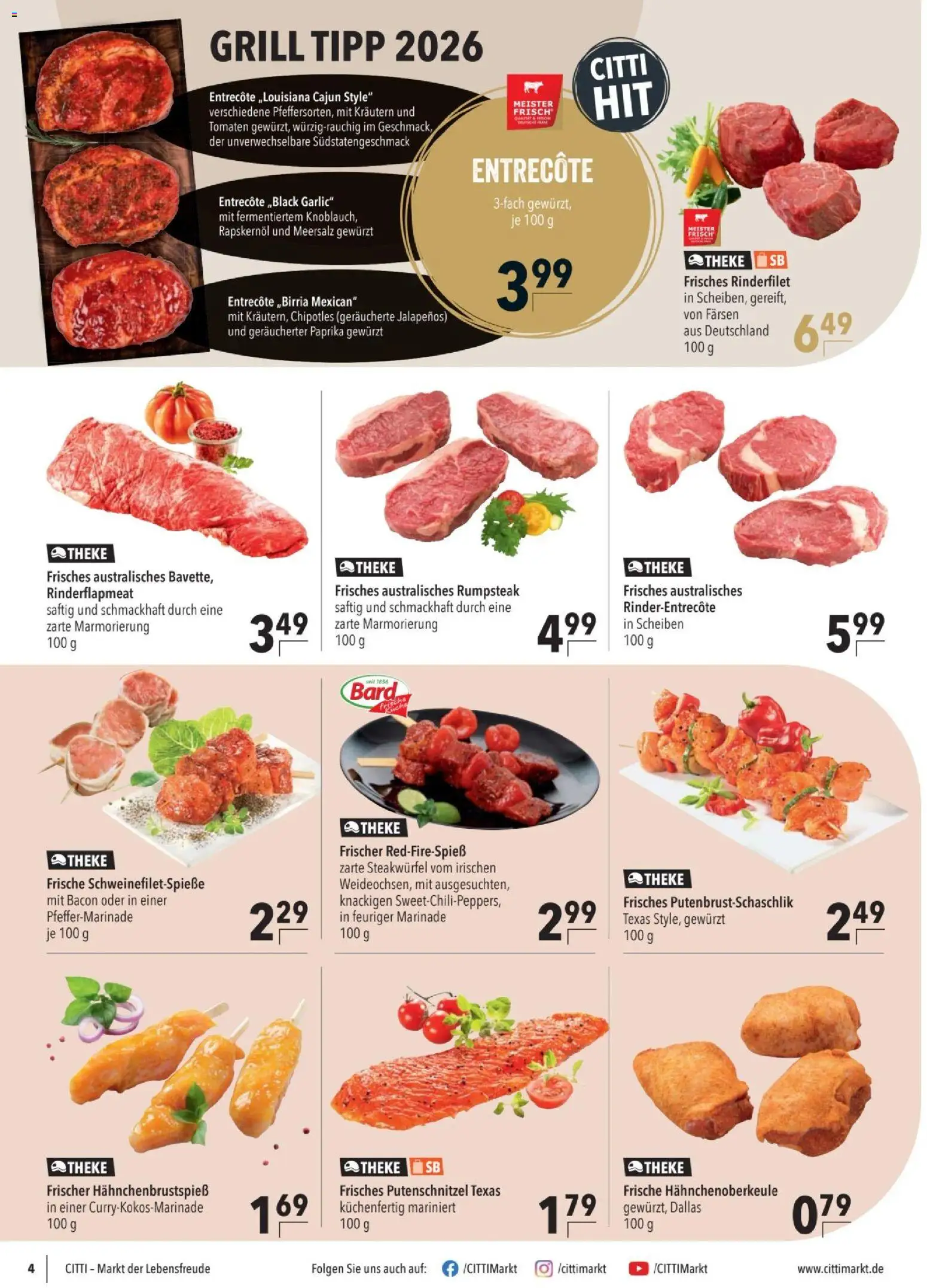 CITTI tilbudsavis – gyldig fra 08/07/2026 | Side: 4 | Produkter: Entrecote, Bacon, Paprika, Grill