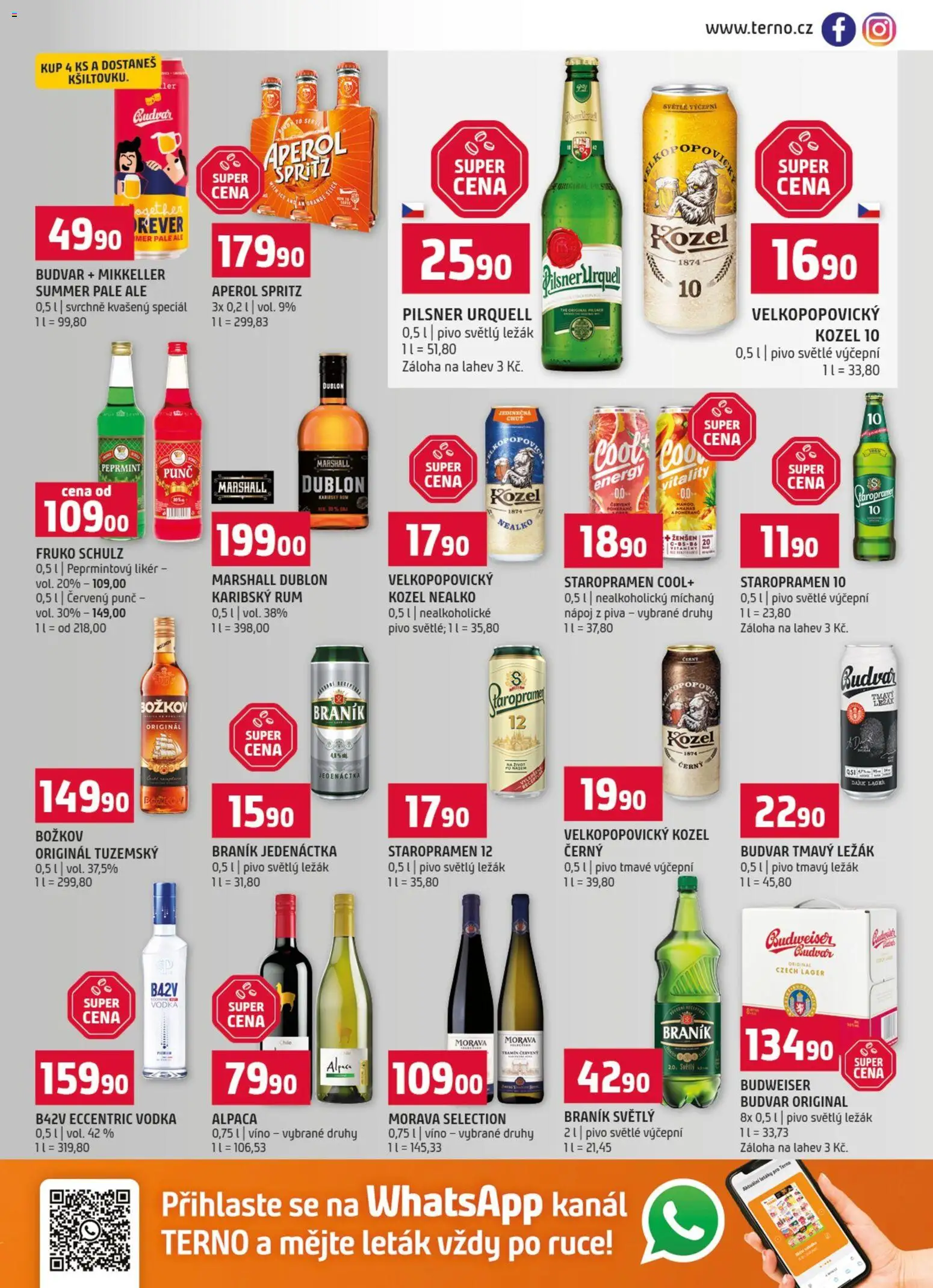 Terno leták od 05.08.2026 | Strana: 13 | Produkty: Staropramen 12, Pilsner, Velkopopovický Kozel, Pilsner Urquell