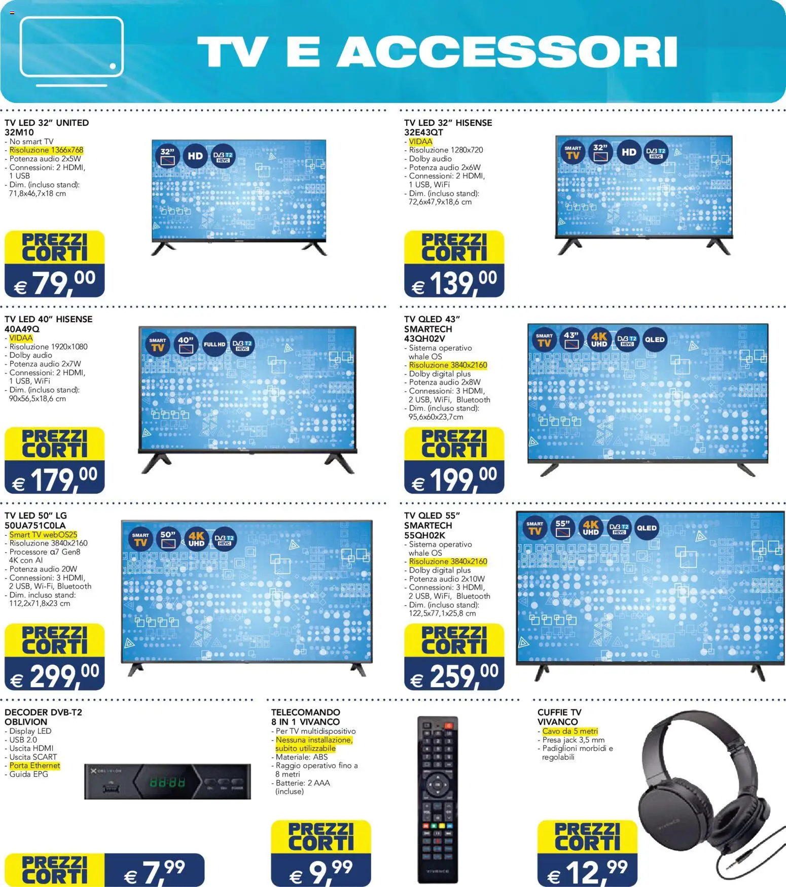 Volantino Esselunga S del 08.06.2026 | Pagina: 6 | Prodotti: Telecomando, TV, USB, Presa