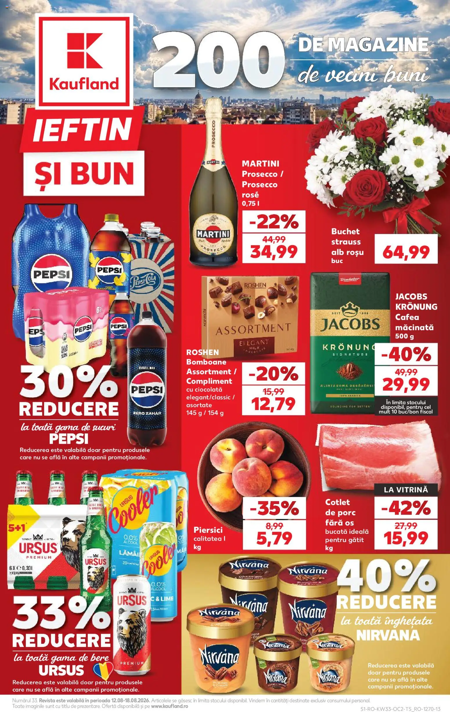 Kaufland Zalau 12.08.2026 - Revista si Oferta | Pagină: 1 | Produse: Ursus, Martini, Pepsi, Prosecco