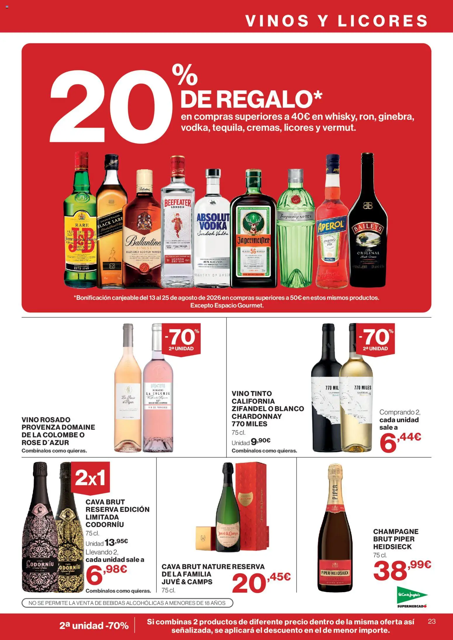 El Corte Inglés ofertas │ válido desde el 30/07/2026 | Página: 23 | Productos: Vino rosado, Vino, Té, Vodka