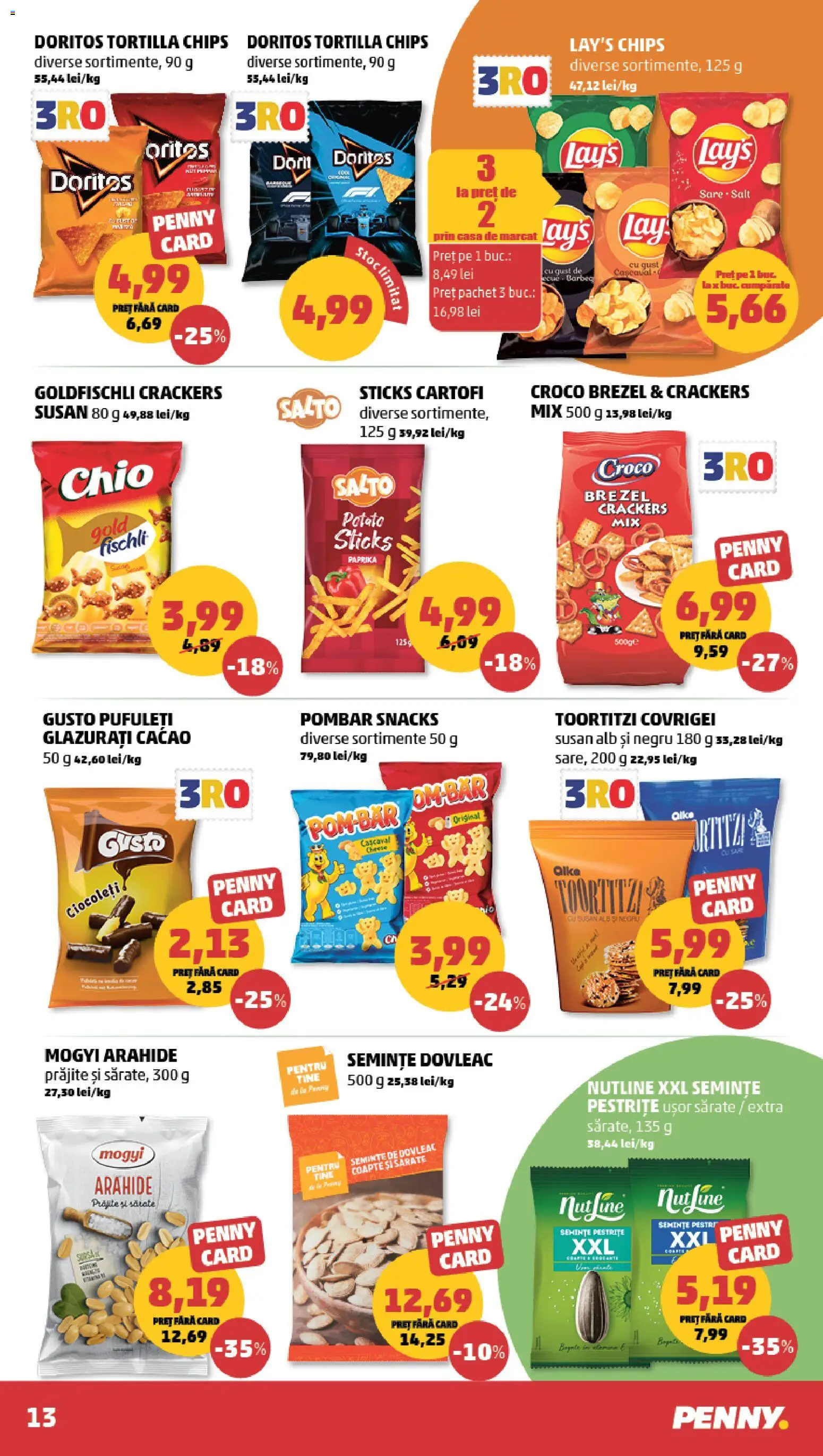Noul catalog PENNY – valabil de la 29.07.2026 | Pagină: 13 | Produse: Arahide, Semințe, Covrigei, Pufuleți