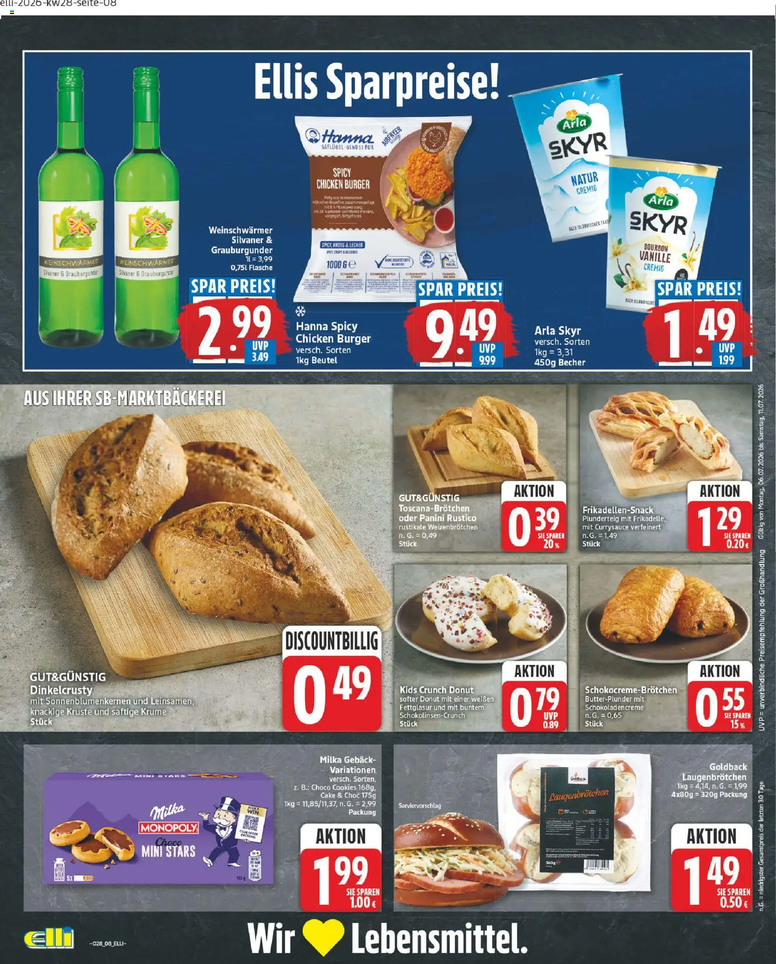 Elli Markt Prospekt Hövelhof – gültig ab 06.07.2026 | Seite: 8 | Produkte: Burger, Milka, Skyr, Arla skyr
