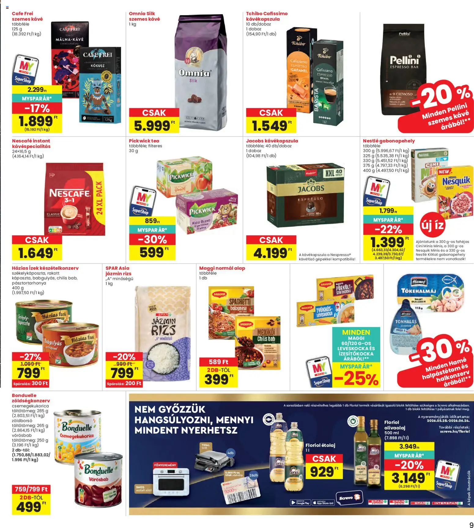 Interspar akciós ujság - amely érvényes a következő dátumtól: 28.05.2026 | Oldal: 9 | Termékek: Gabonapehely, Nesquik, Rizs, Chilis bab