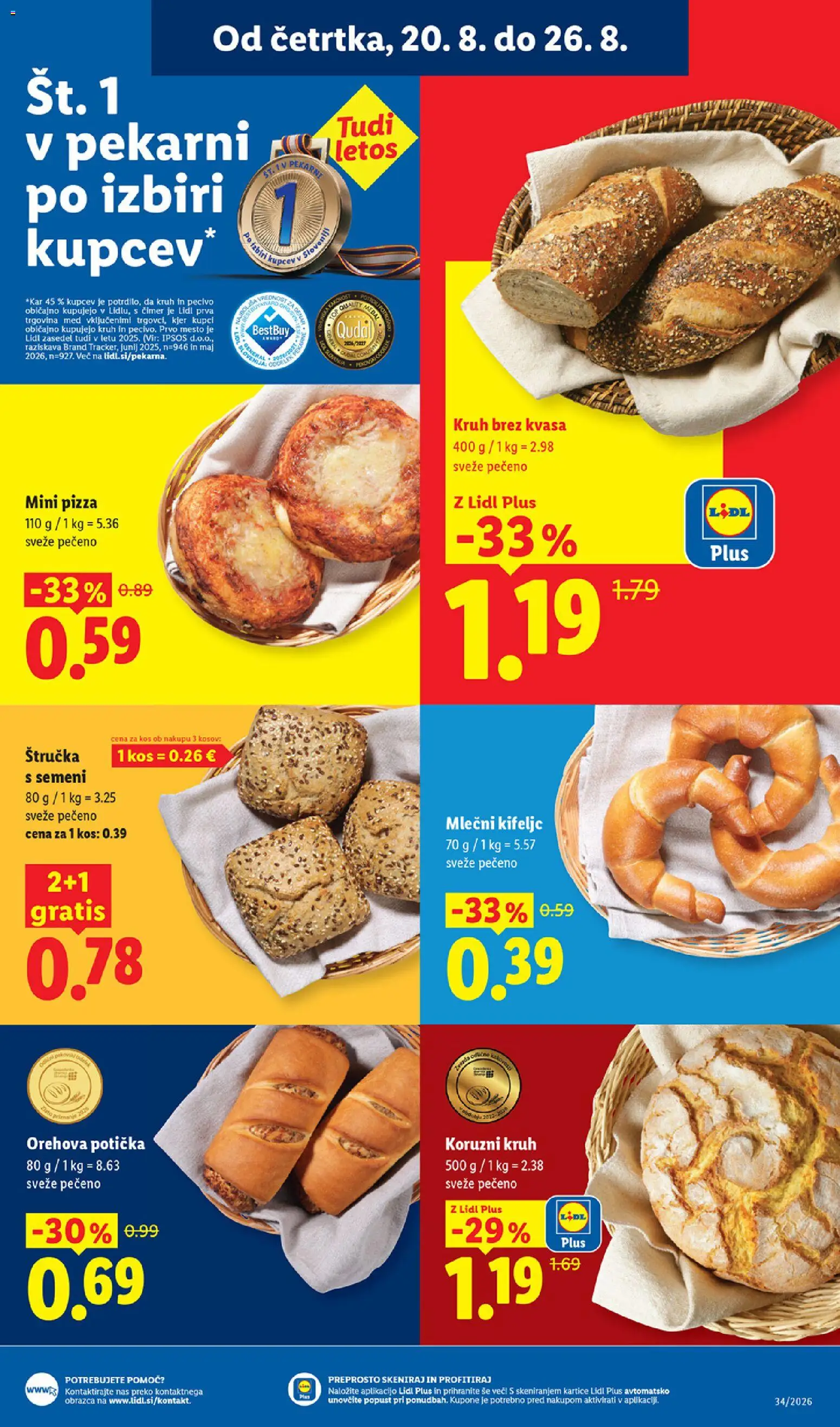 Novi Lidl katalog ponudbe – veljaven od 20.08.2026 | Stran: 5 | Izdelki: Med, Štručka, Kos, Kruh