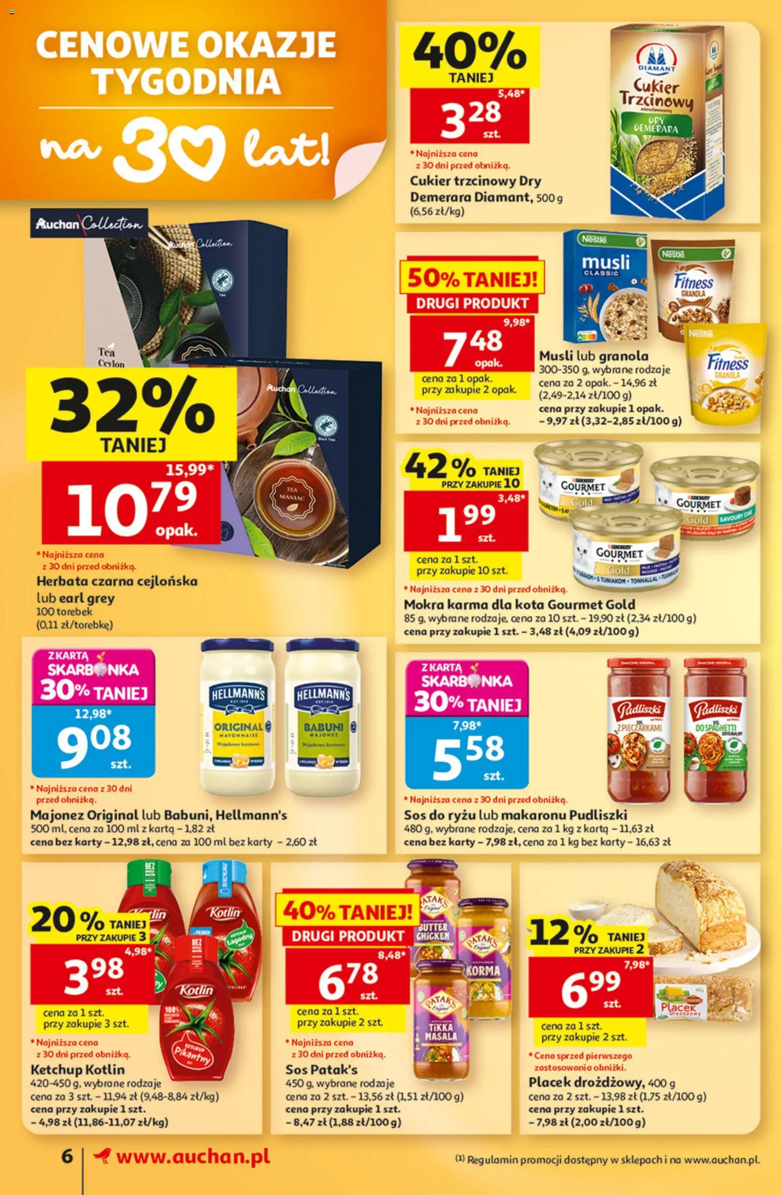 Auchan gazetka - 30 Lat Hipermarket od 13.08.2026 | Strona: 6 | Produkty: Herbata czarna, Granola, Musli, Herbata