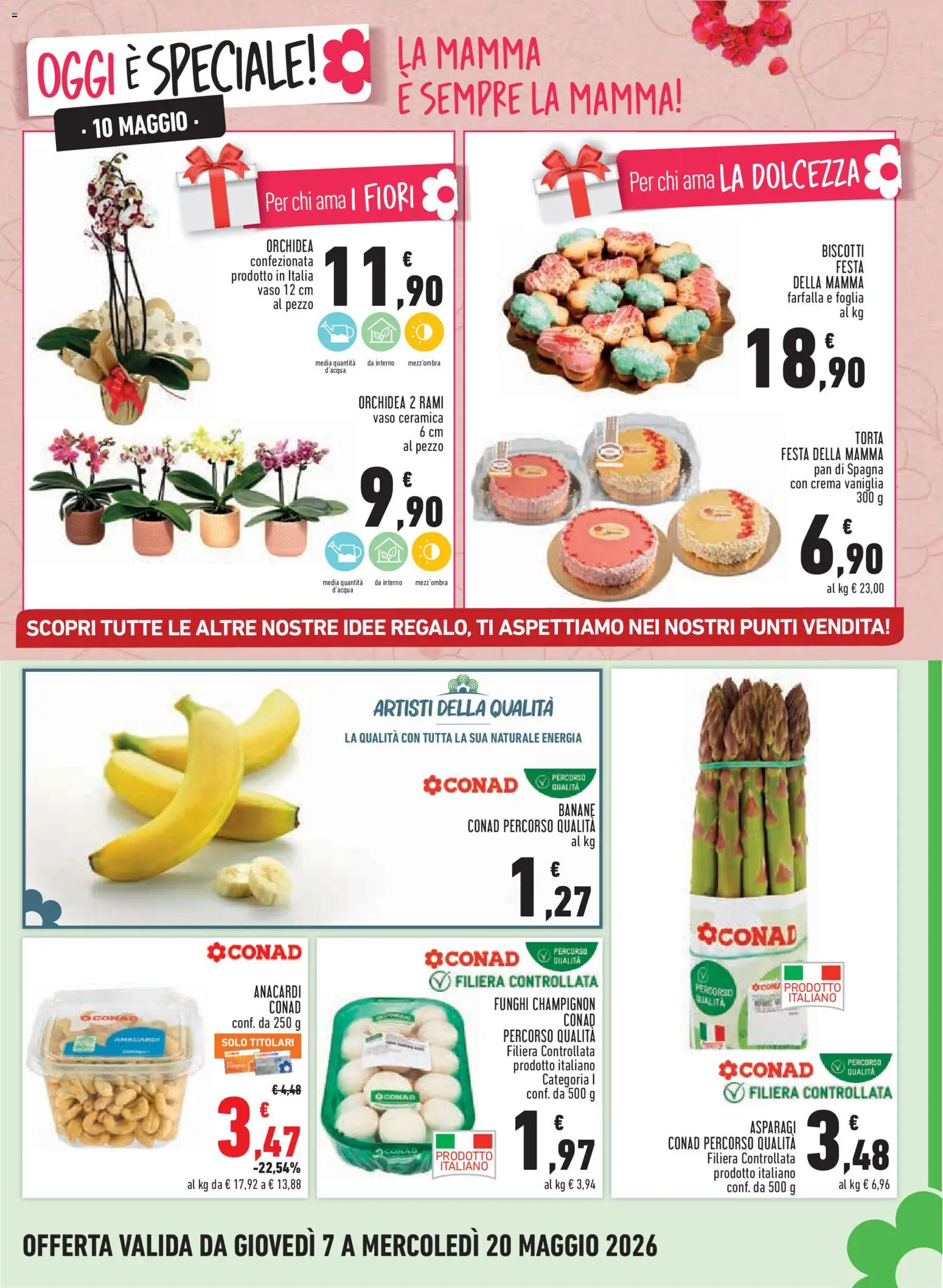 Volantino Conad del 07.05.2026 | Pagina: 5 | Prodotti: Banane, Funghi, Asparagi, Vaso